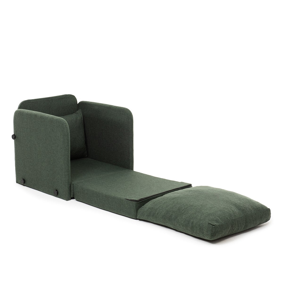 Sofá-cama de 1 lugar – 68 cm x 70 cm x 66 cm – Verde – Metal e Têxtil