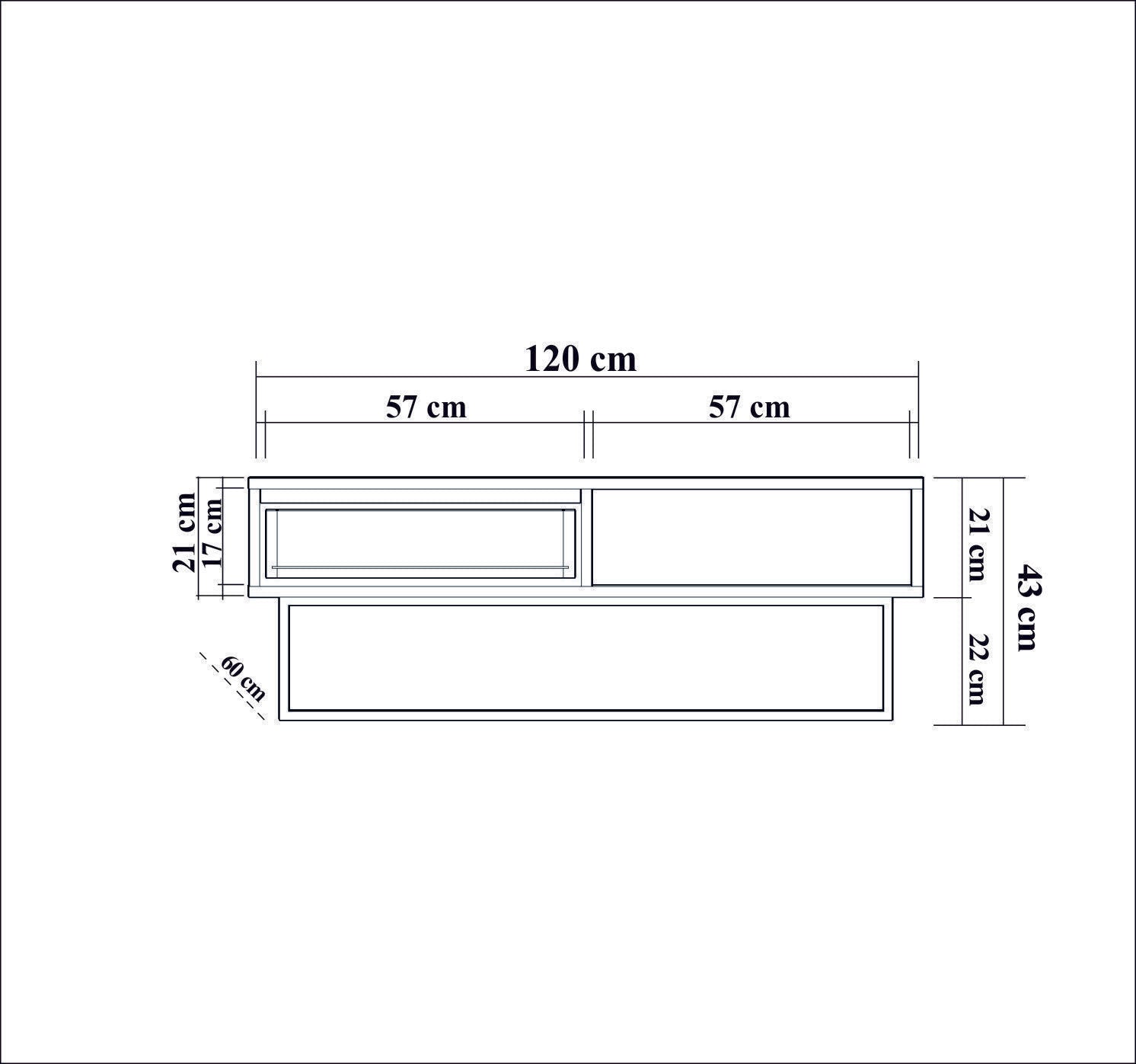 Mesa de Centro Industrial de 2 Andares – 120 x 43 x 60 cm – Nogueira e Preto – Melamina e Metal