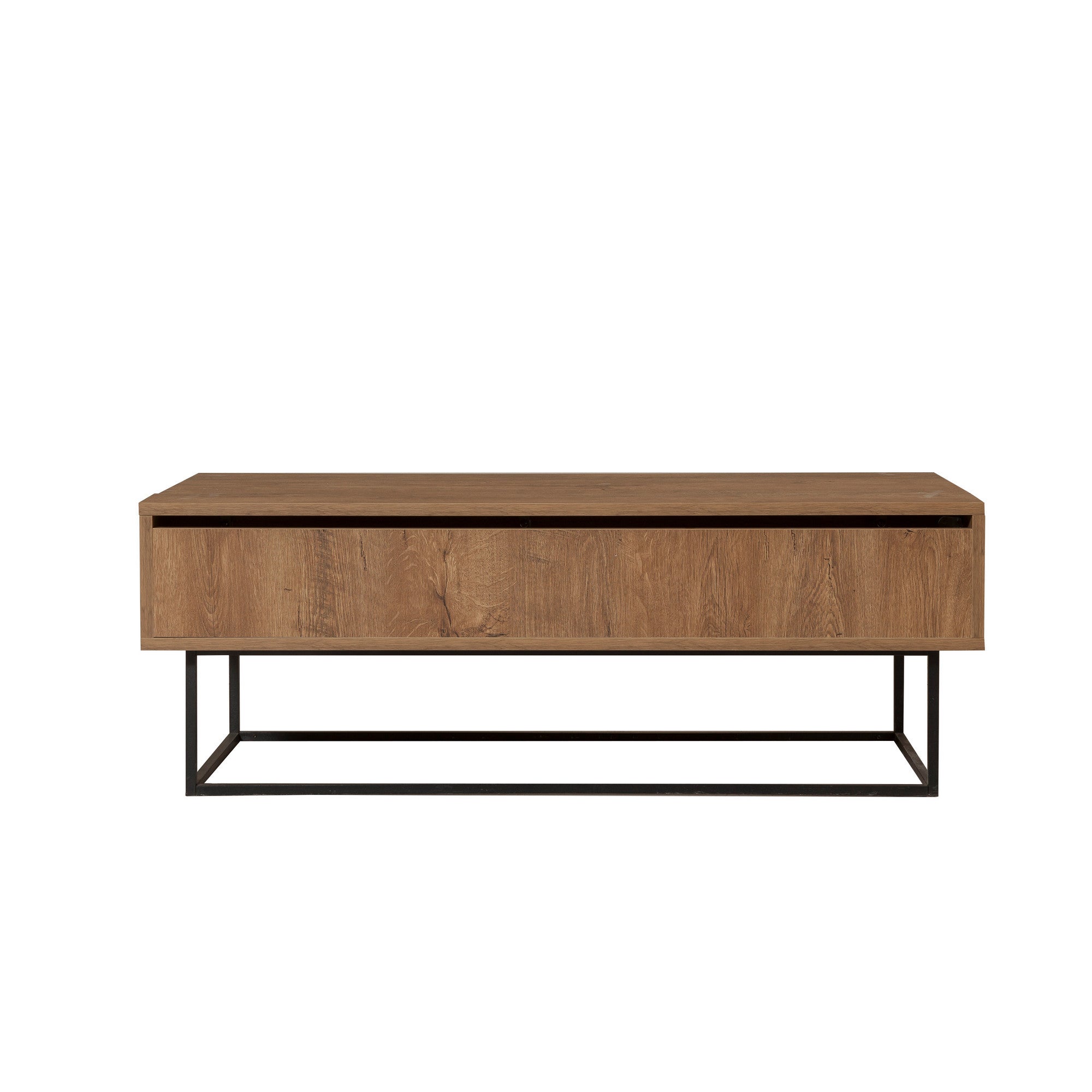 Mesa de Centro Industrial de 2 Andares – 120 x 60 x 43 cm – Nogueira e Preto – Painel de Partículas