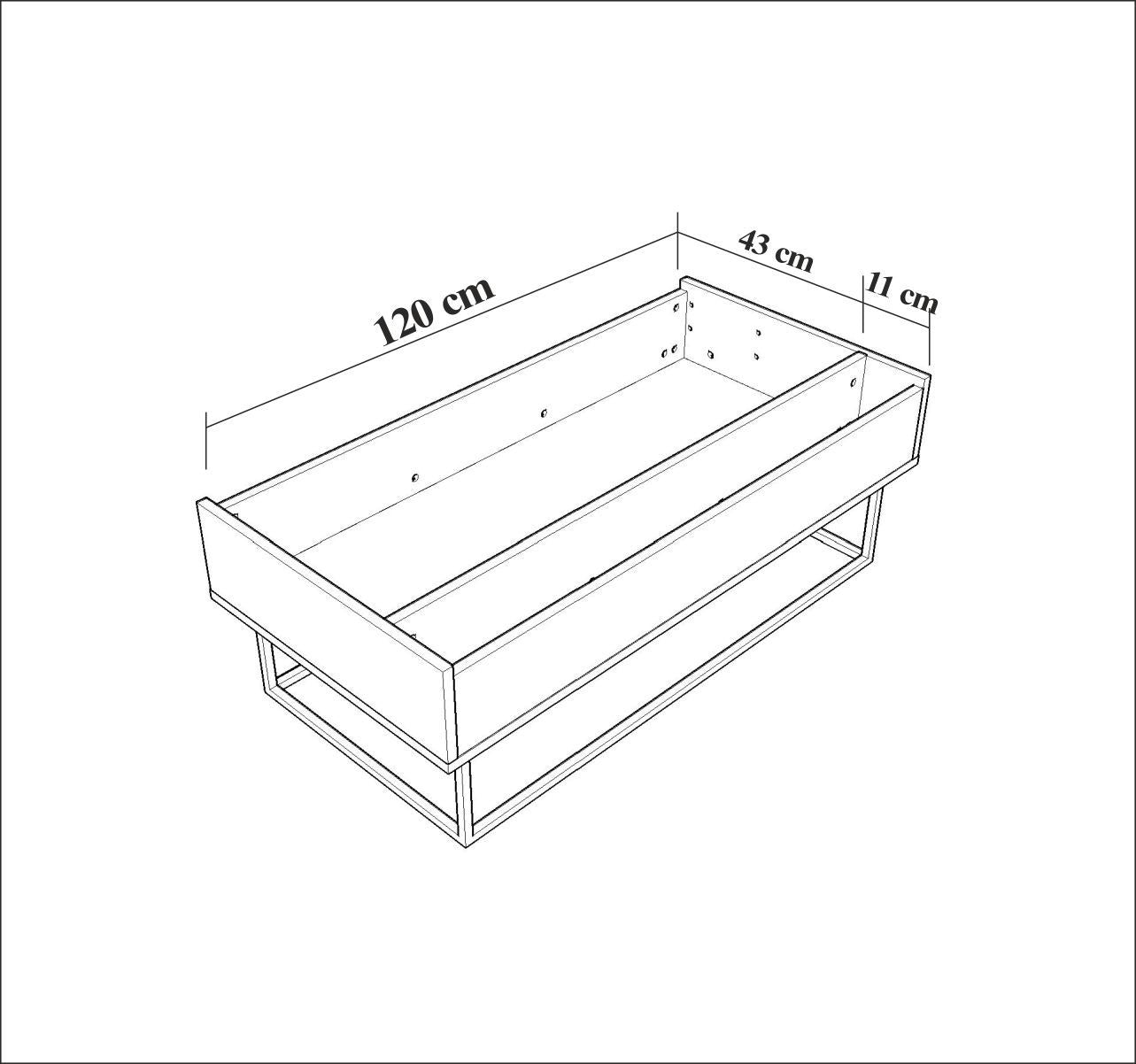 Mesa de Centro Industrial de 2 Andares – 120 x 60 x 43 cm – Nogueira e Preto – Painel de Partículas