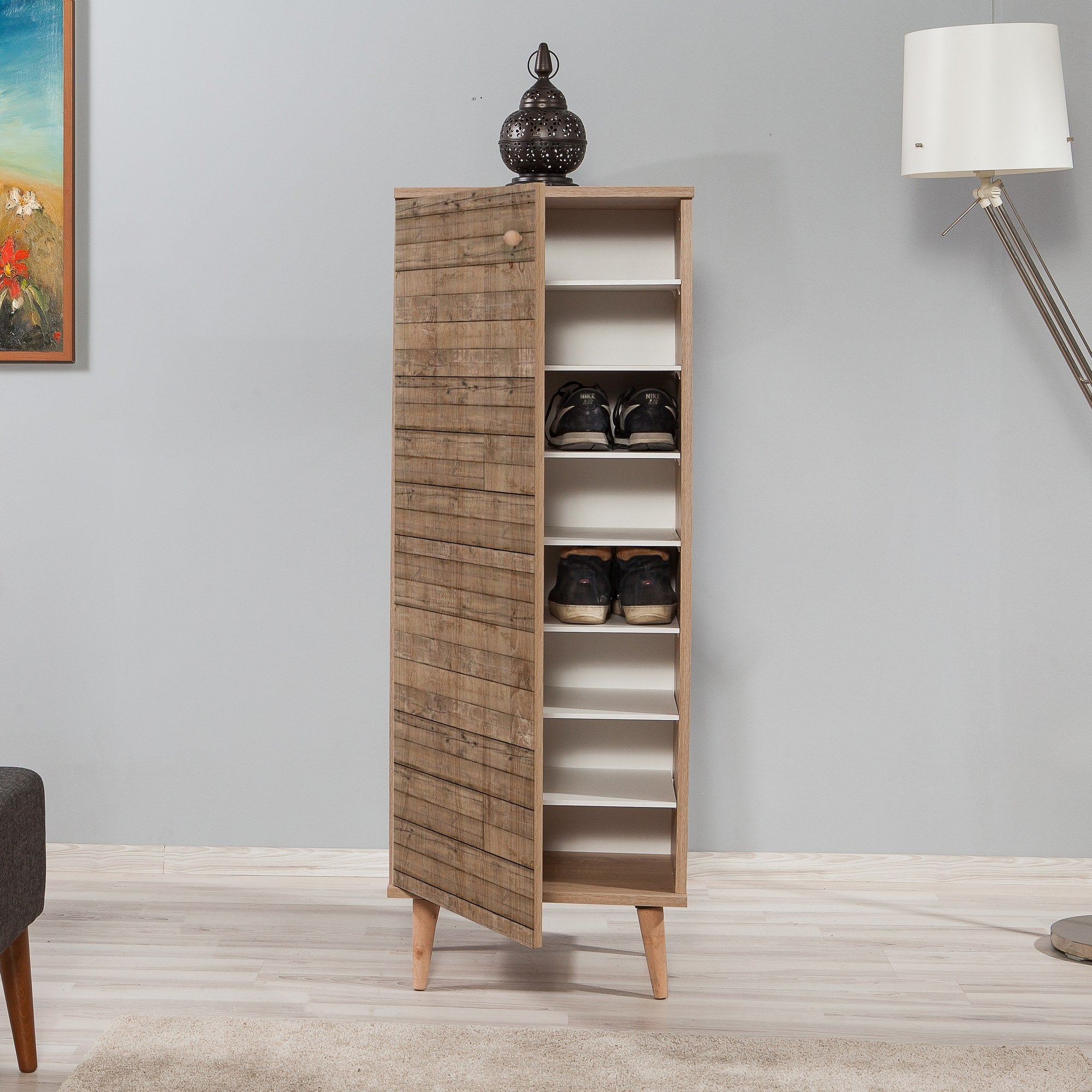 Sapateira moderna – 50 x 135 x 38 cm – Carvalho Sonoma – Melamina