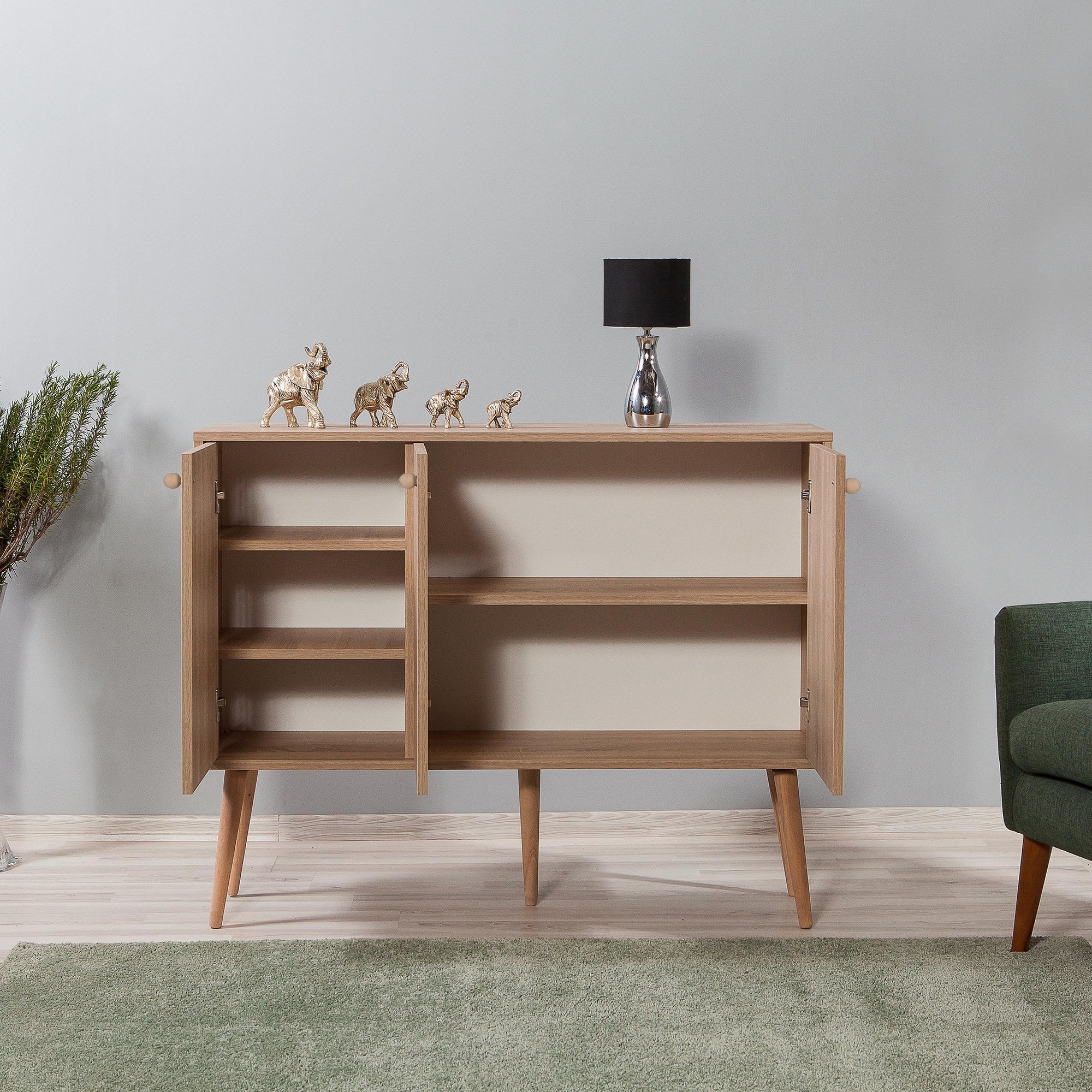 Aparador Moderno – 120 x 90 x 36 cm – Carvalho Sonoma – Melamina