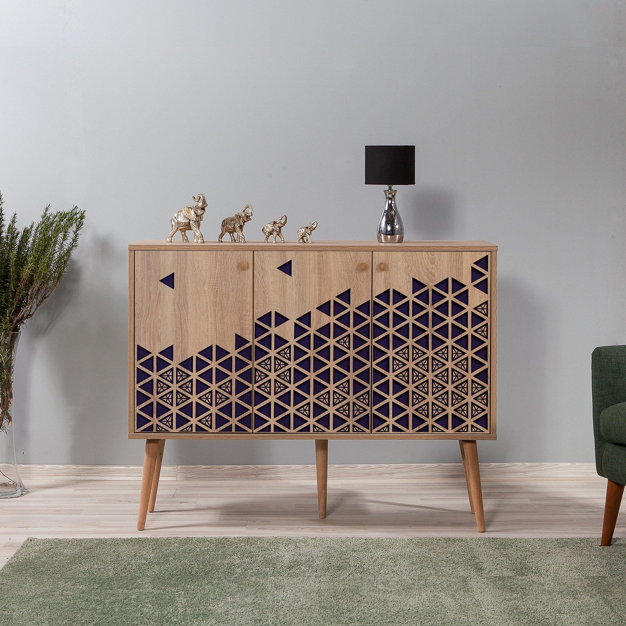 Aparador Moderno – 120 x 90 x 36 cm – Carvalho Sonoma – Melamina