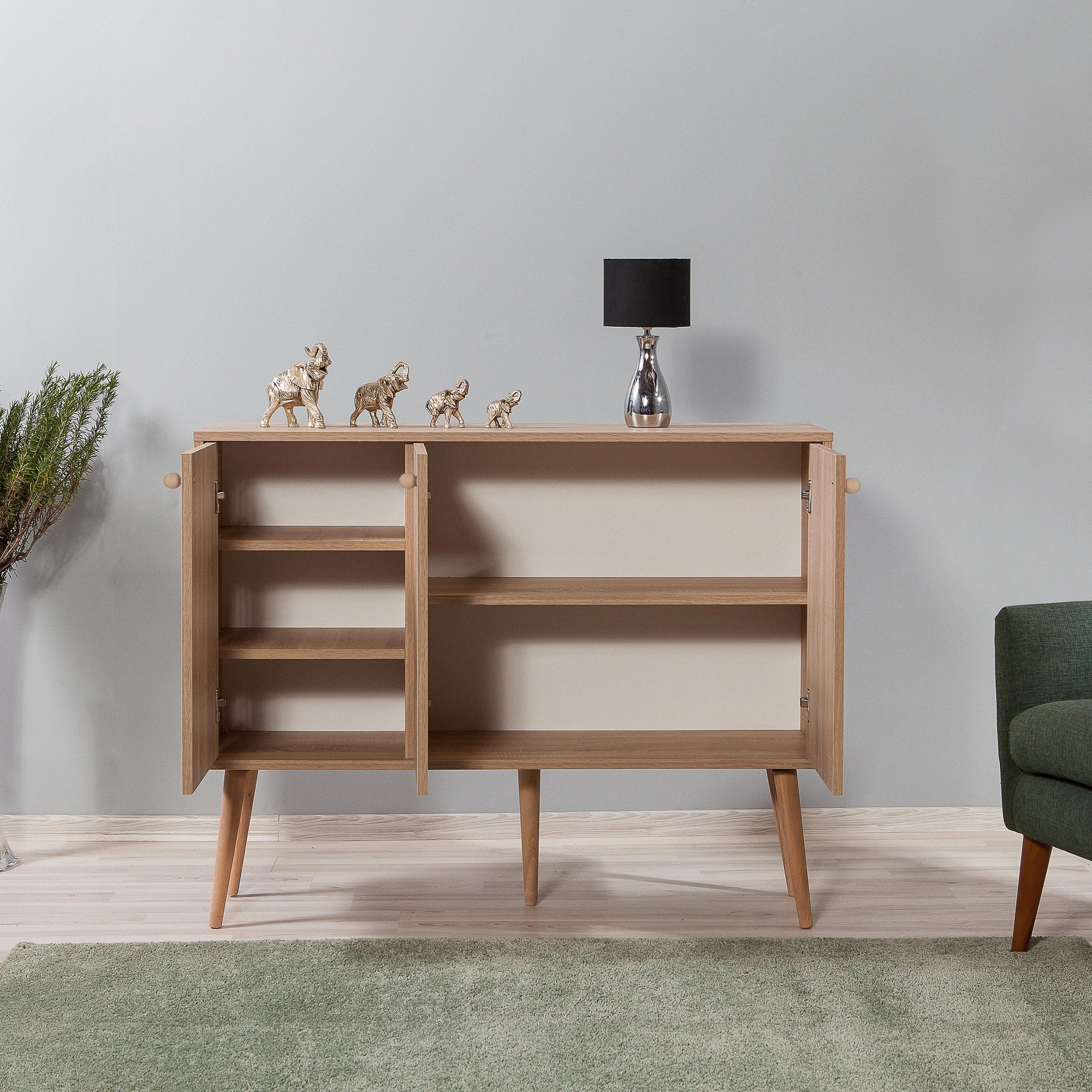 Aparador Moderno – 120 x 90 x 36 cm – Carvalho Sonoma – Melamina