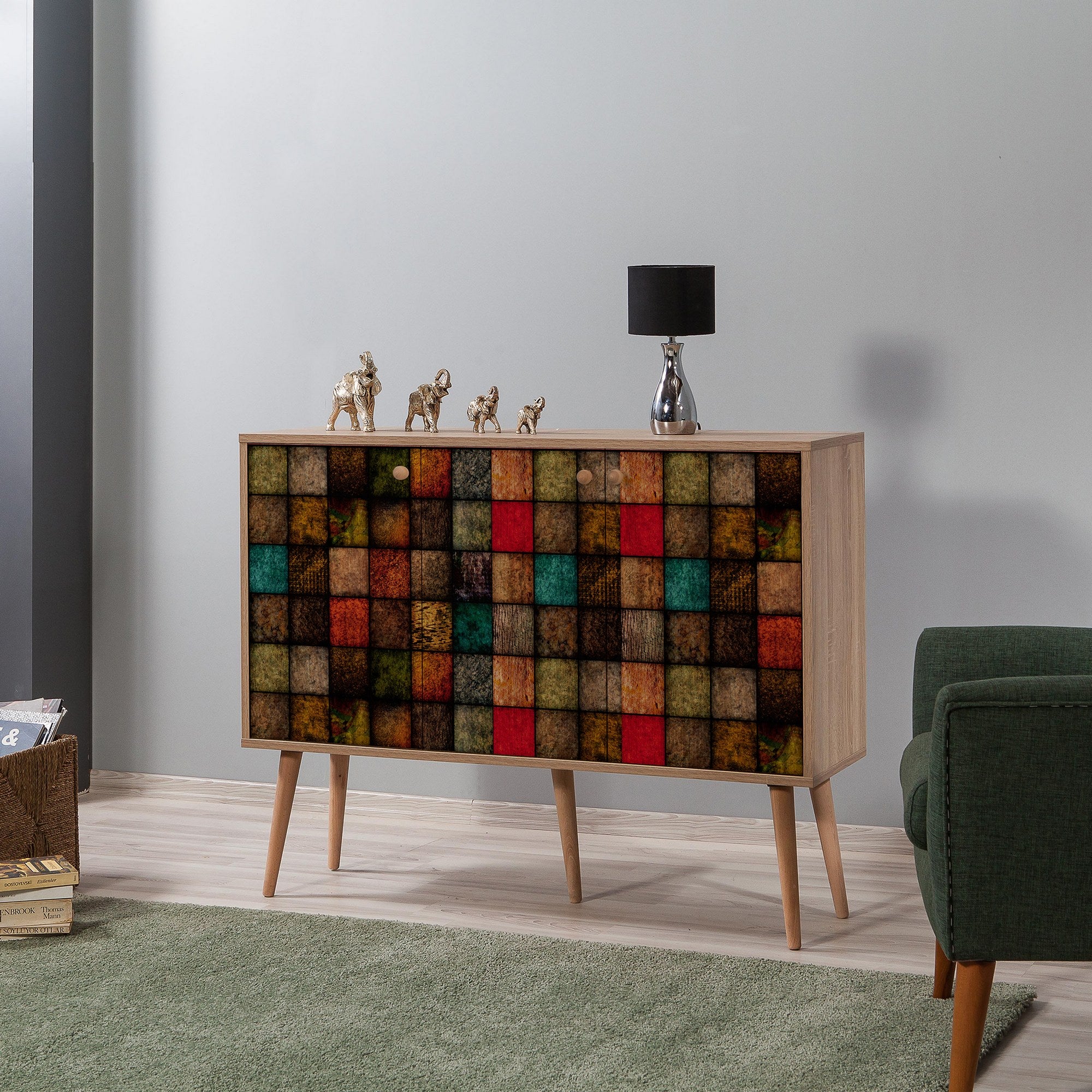 Aparador Moderno – 120 x 90 x 36 cm – Carvalho Sonoma – Painel de partículas revestido a melamina