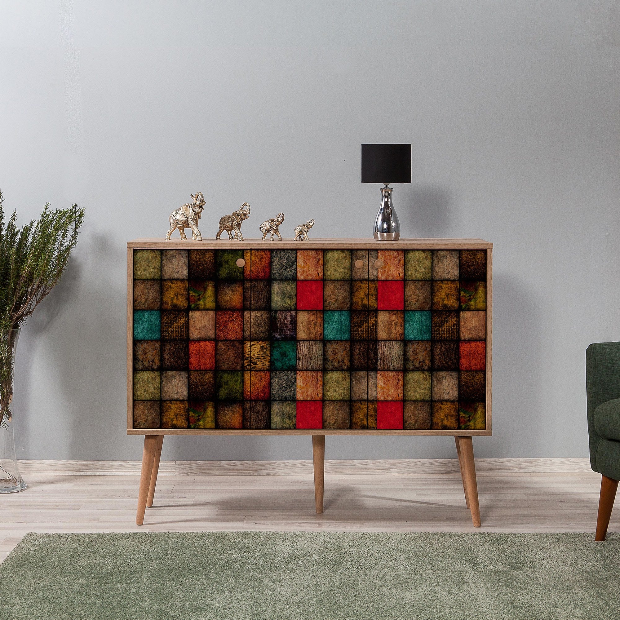 Aparador Moderno – 120 x 90 x 36 cm – Carvalho Sonoma – Painel de partículas revestido a melamina