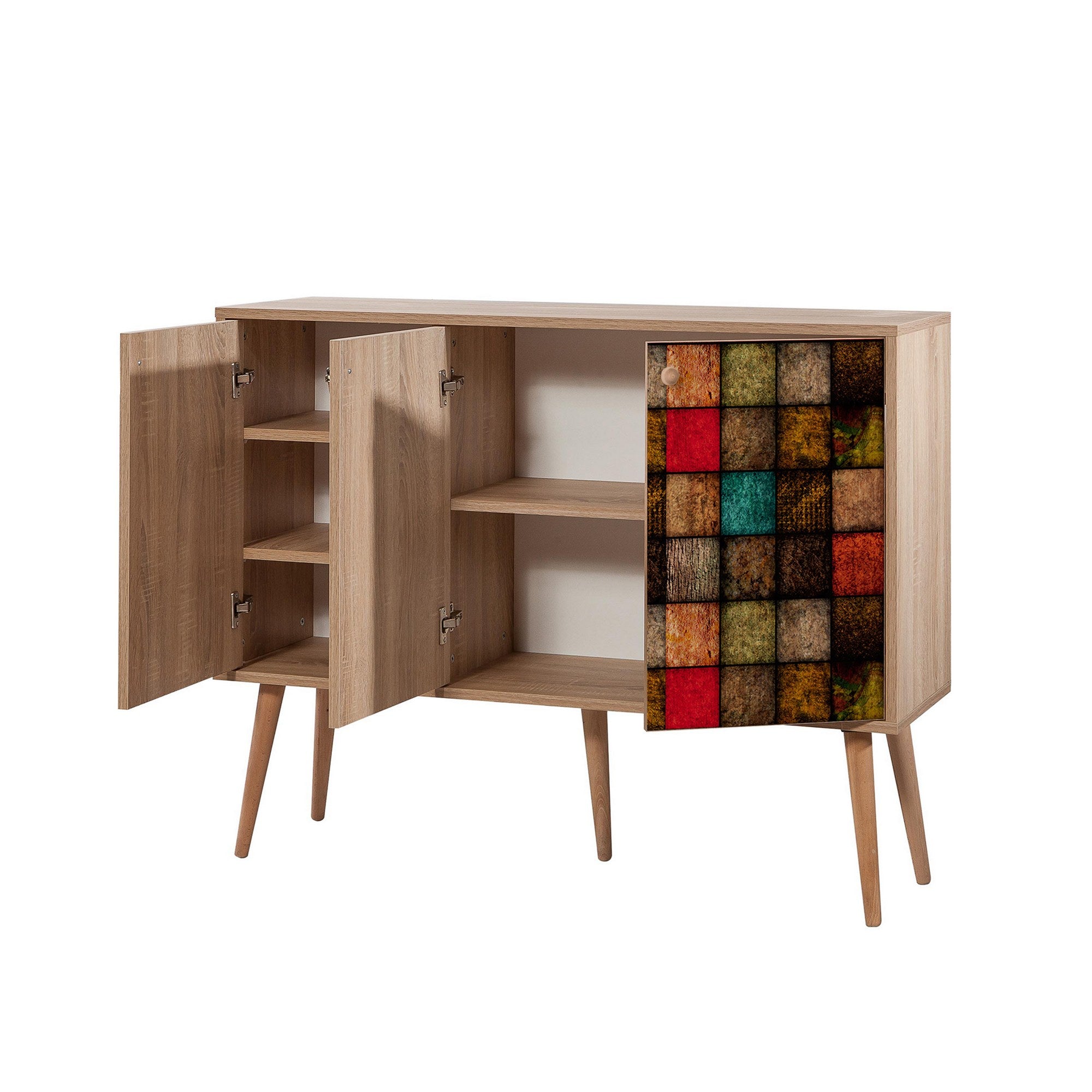 Aparador Moderno – 120 x 90 x 36 cm – Carvalho Sonoma – Painel de partículas revestido a melamina