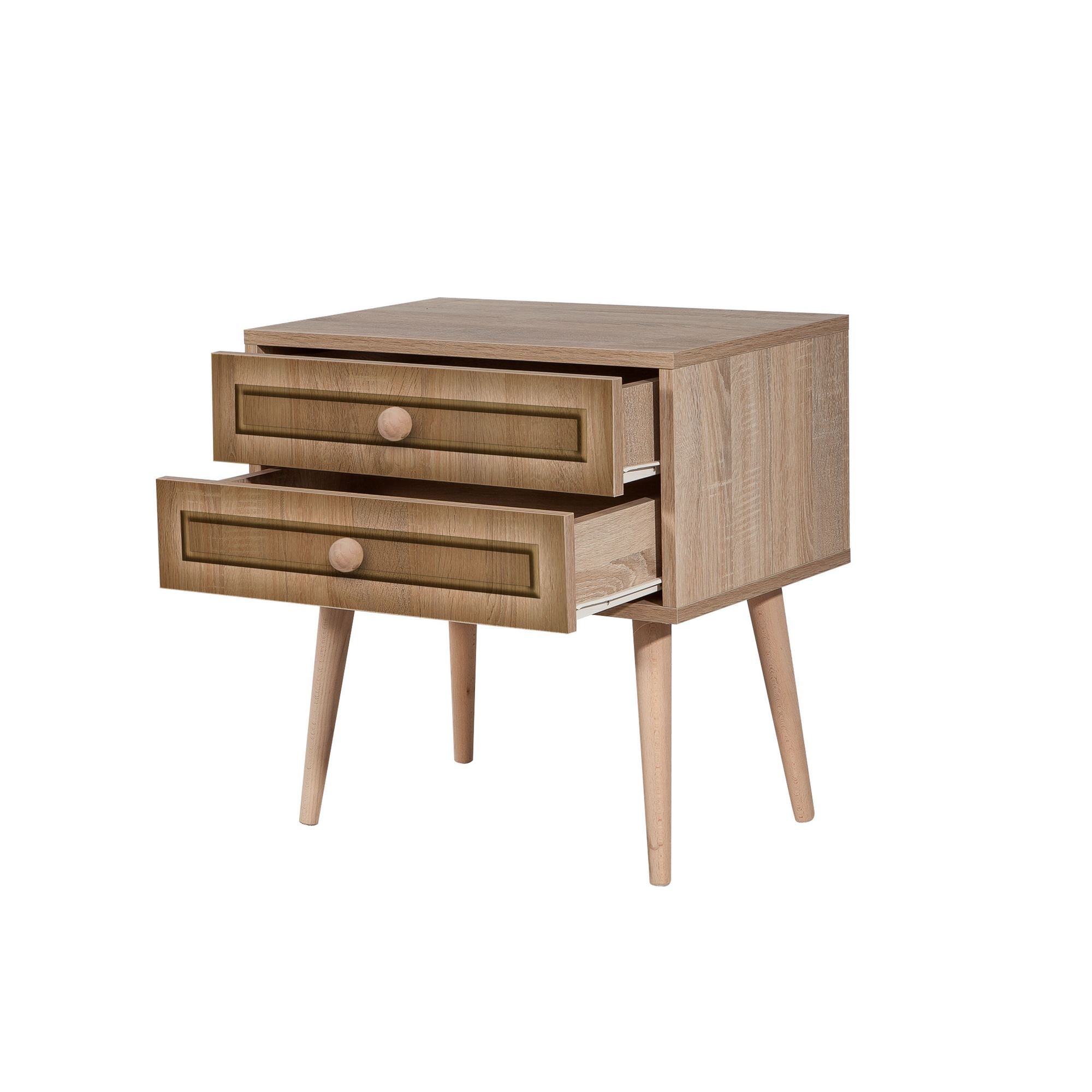 Mesa de cabeceira moderna – 60 x 61 x 40 cm – Carvalho Sonoma – Melamina
