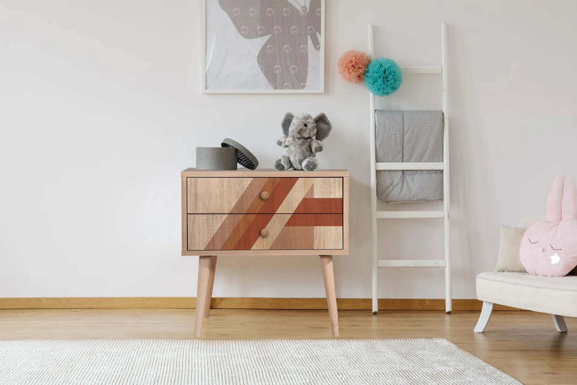 Mesa de cabeceira moderna – 60 cm x 61 cm x 40 cm – madeira – painel de partículas revestido a melamina