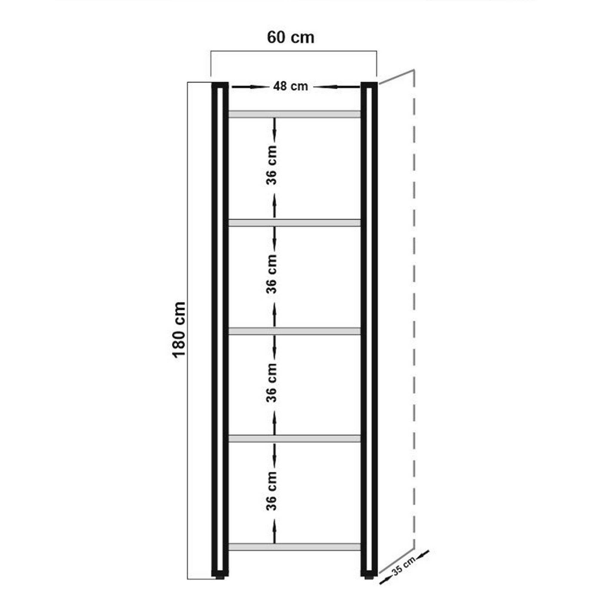 Estante Industrial – 60 x 180 x 35 cm – Pinheiro Atlântico e Preto – Melamina