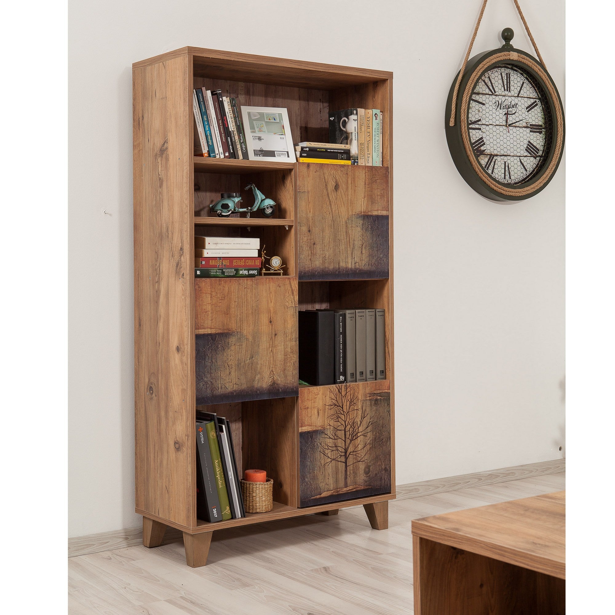 Estante elegante em pinho atlântico – 80 x 155 x 36 cm – 100% revestida em melamina