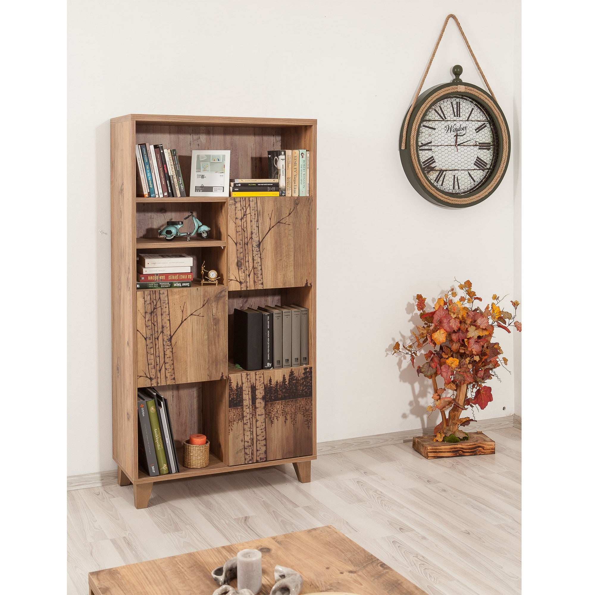 Estante em MDF revestido de melamina – 80 x 152 x 36 cm – Pinheiro Atlântico