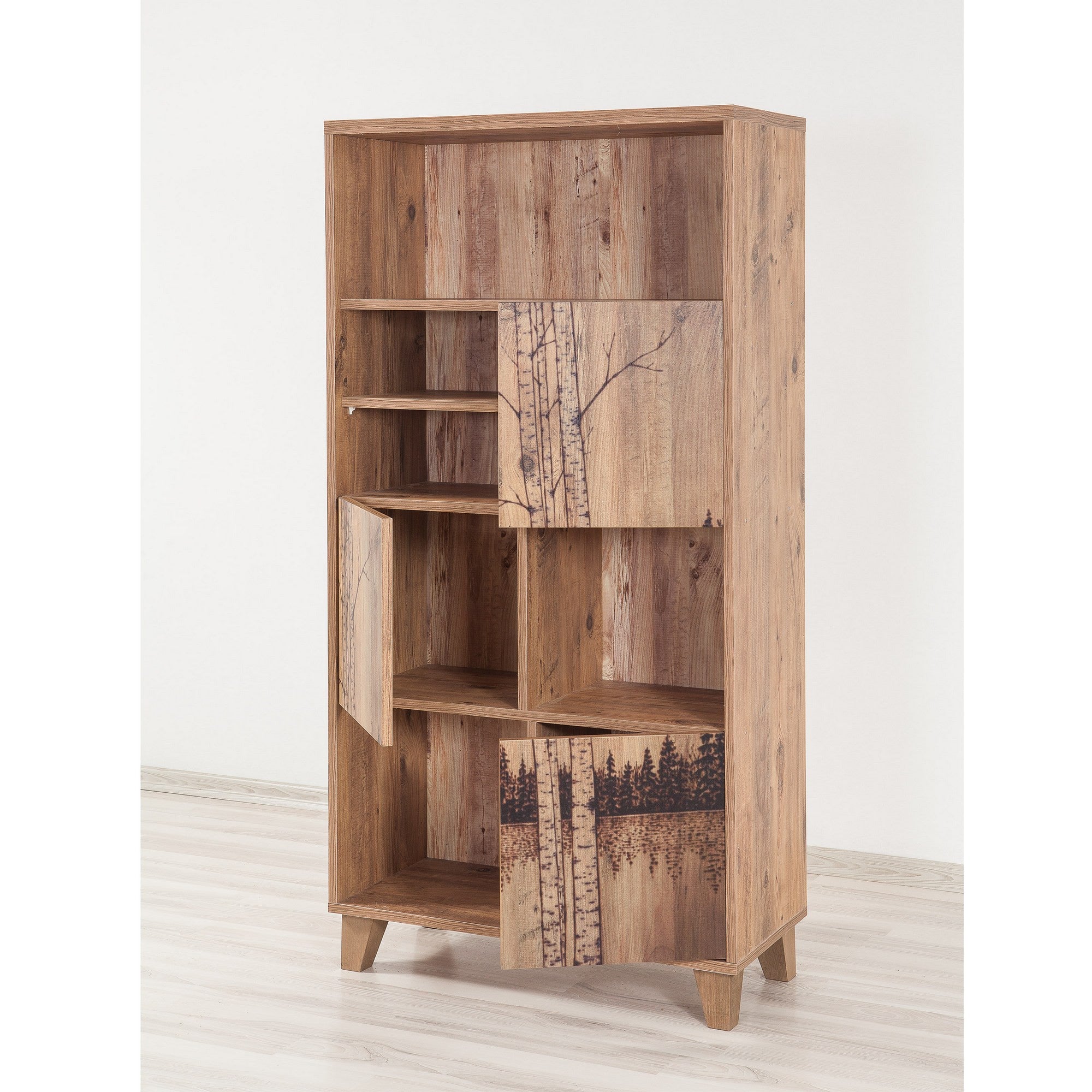 Estante em MDF revestido de melamina – 80 x 152 x 36 cm – Pinheiro Atlântico