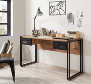 Secretária de Estudo/Escritório Industrial – 139 x 75 x 60 cm – Pinho Atlântico e Preto – 100% Melamina