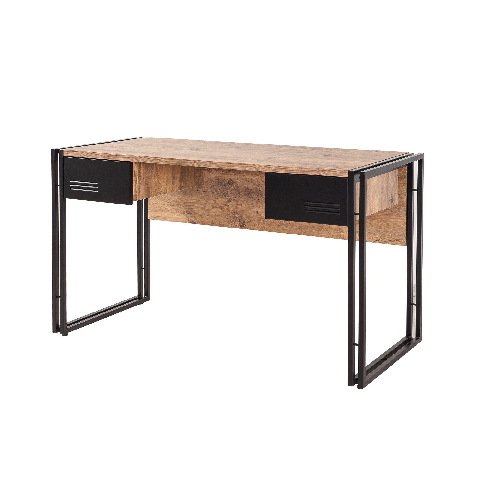 Secretária de Estudo/Escritório Industrial – 139 x 75 x 60 cm – Pinho Atlântico e Preto – 100% Melamina