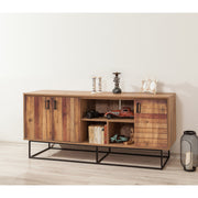 Aparador Moderno – 180 x 80 x 40 cm – Pinho Atlântico e Preto – Melamina e Metal