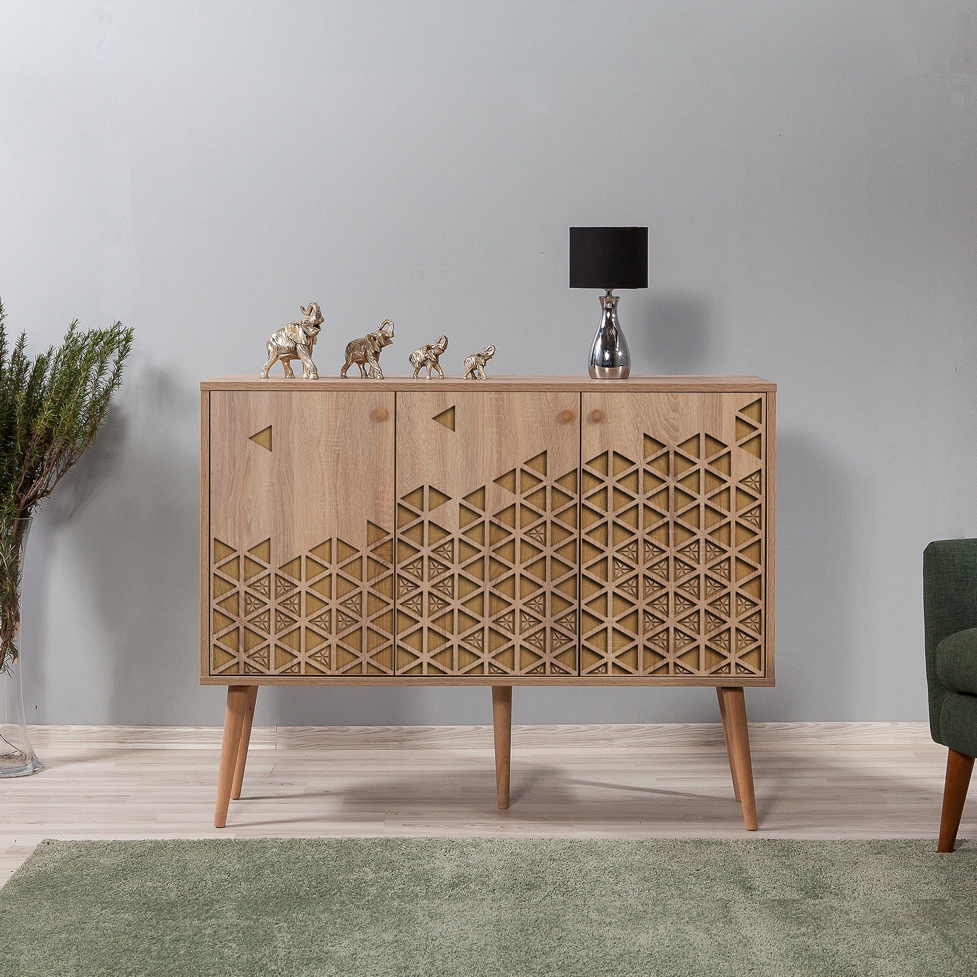 Aparador Moderno – 120 x 90 x 36 cm – Carvalho Sonoma – Melamina