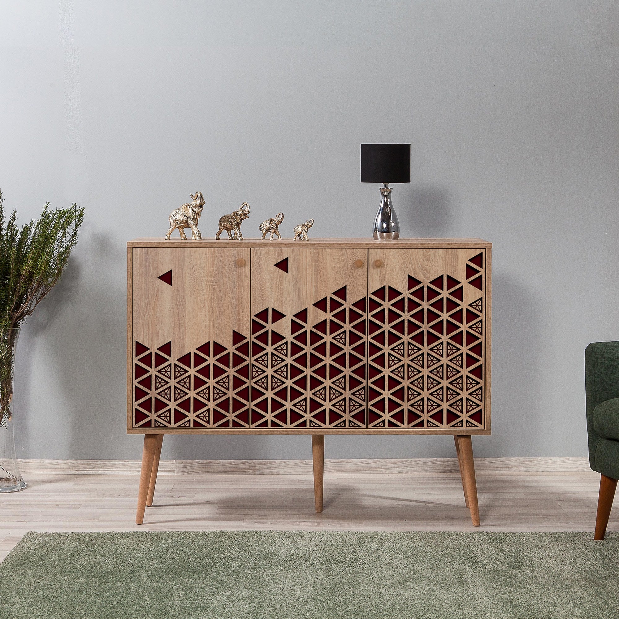 Aparador Moderno – 120 x 90 x 36 cm – Carvalho Sonoma – Melamina