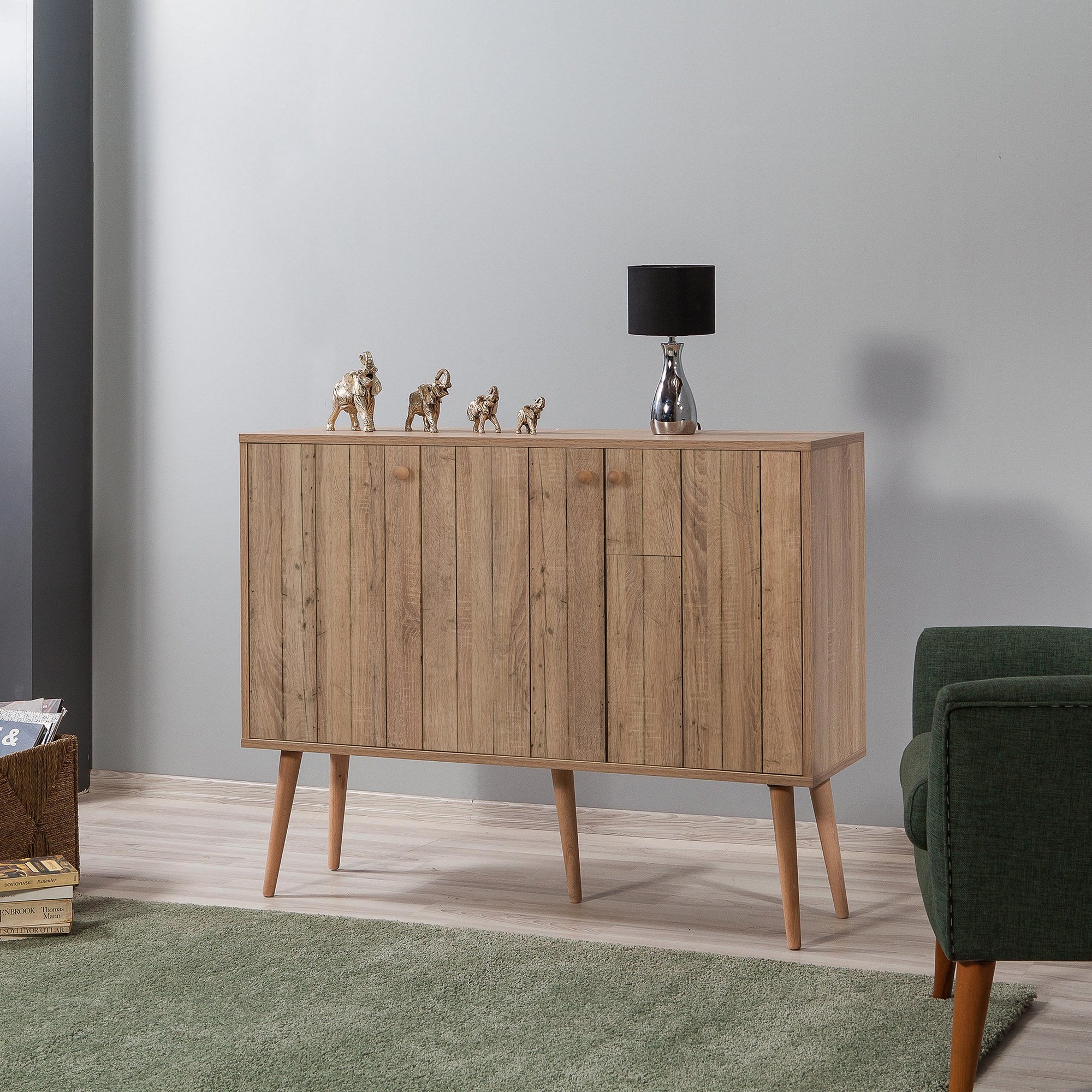 Aparador Moderno – 120 x 90 x 36 cm – Carvalho Sonoma – Melamina