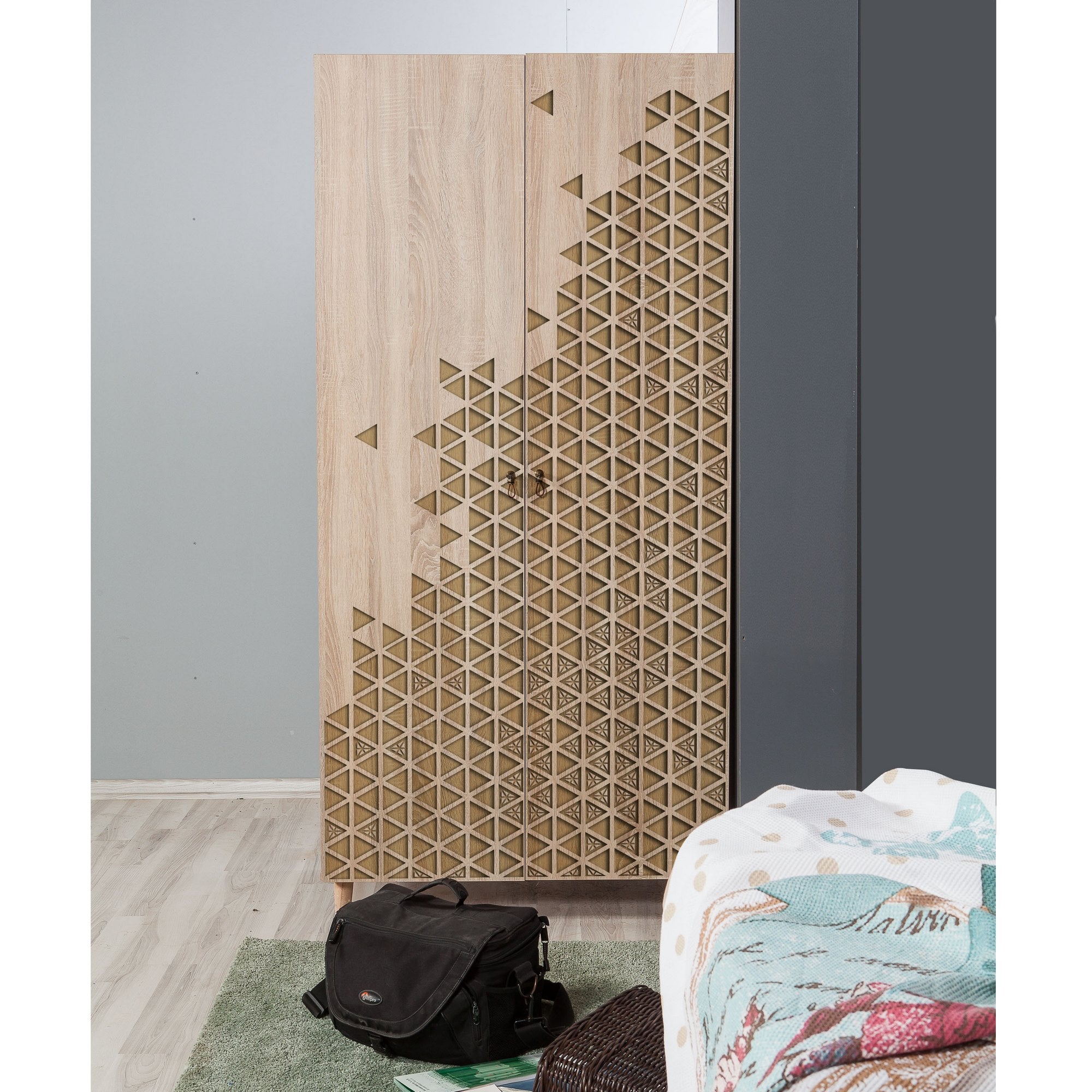 Guarda-roupa moderno – 90x192x52 cm – Carvalho Sonoma – Melamina
