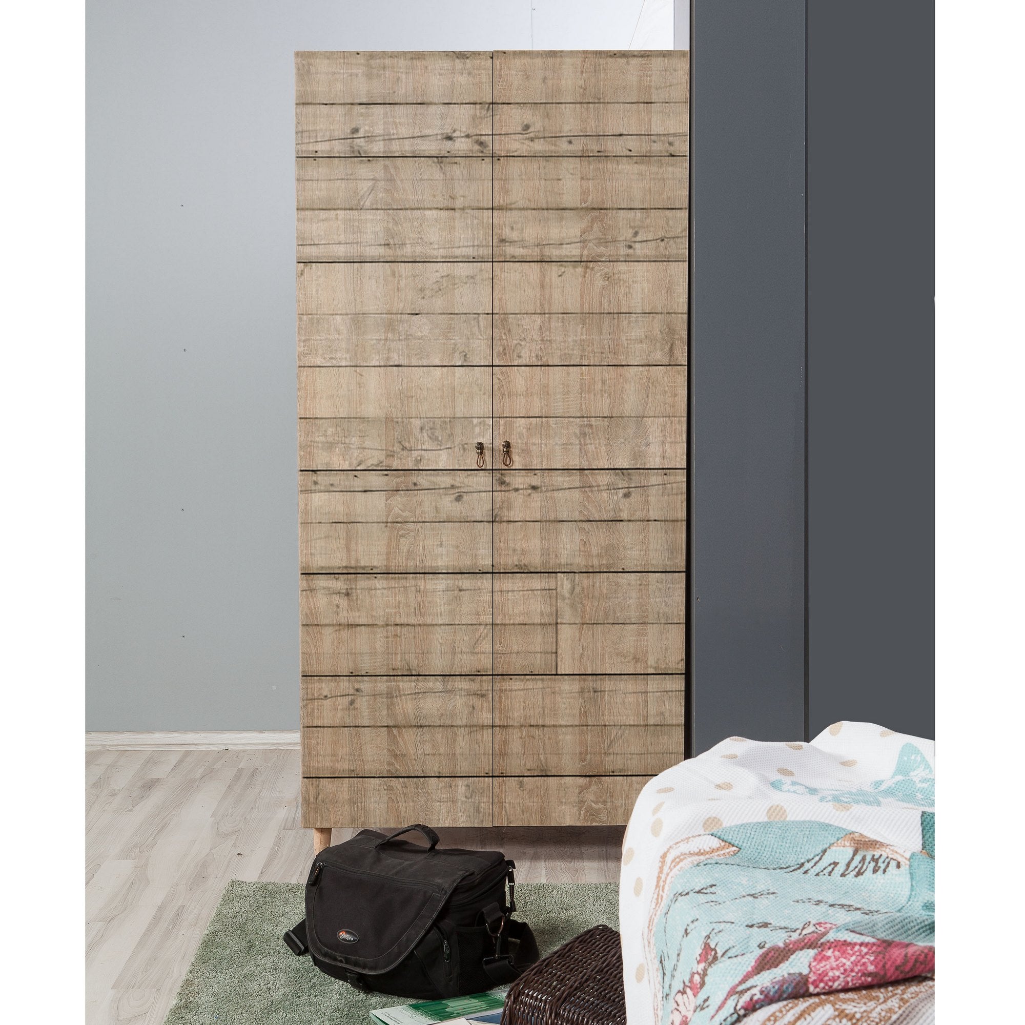 Guarda-roupa moderno em melamina – 90 x 192 x 52 cm – Carvalho Sonoma