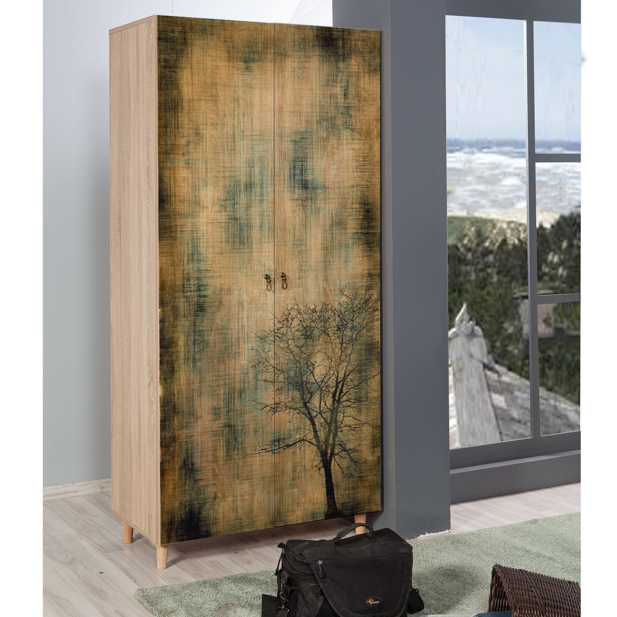 Guarda-roupa moderno – 90x192x52 cm – carvalho sonoma – melamina