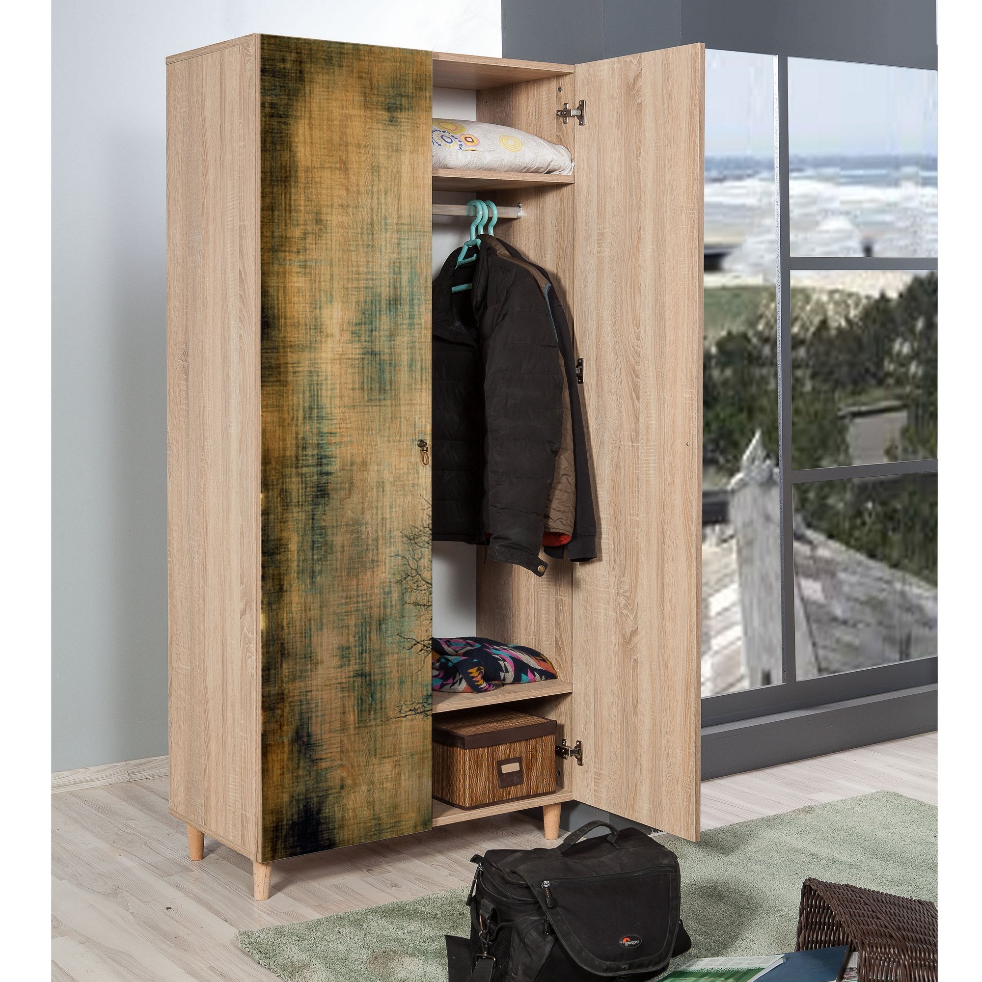 Guarda-roupa moderno – 90x192x52 cm – carvalho sonoma – melamina