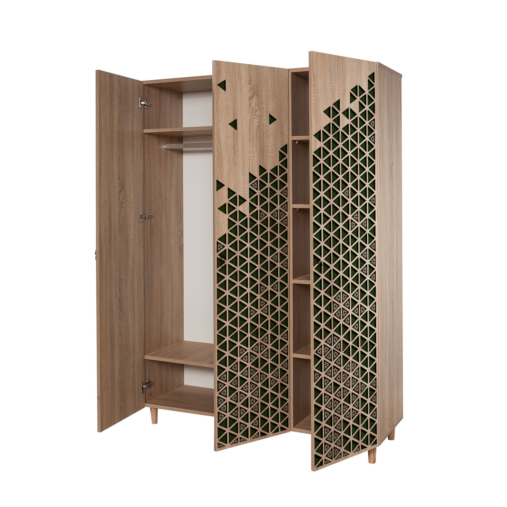 Guarda-roupa moderno – 135 x 192 x 52 cm – Carvalho Sonoma – Painel de partículas revestido em melamina