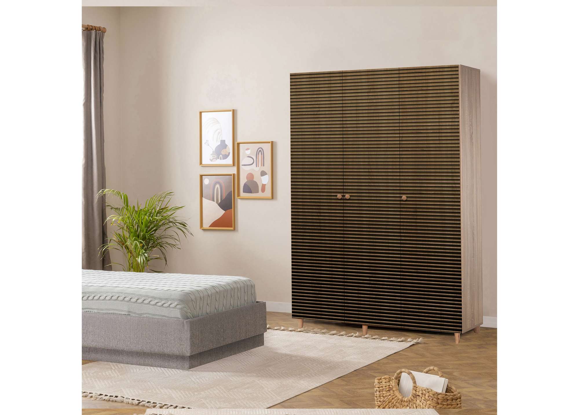 Guarda-roupa moderno – 135 x 192 x 52 cm – Carvalho Sonoma – Melamina