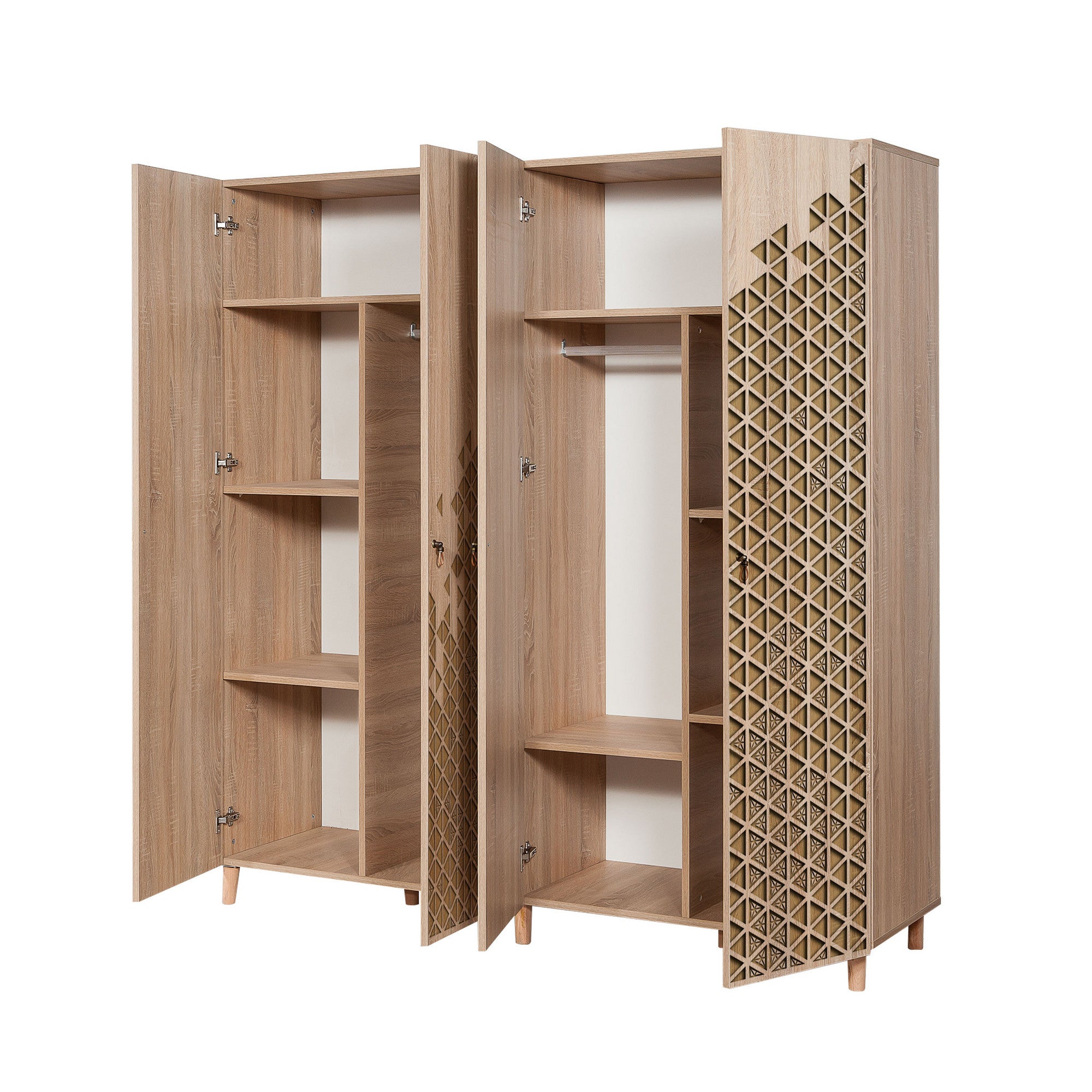Guarda-roupa moderno – 180 x 192 x 52 cm – Carvalho Sonoma – Painel de partículas revestido em melamina