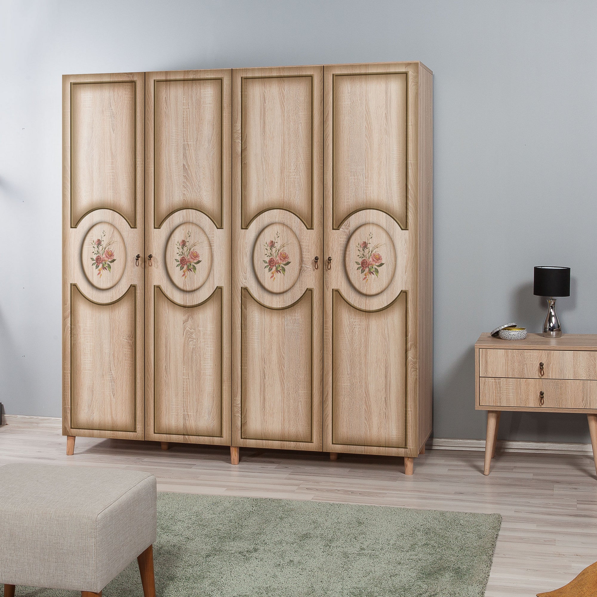 Guarda-roupa em carvalho Sonoma – 180 cm x 192 cm x 52 cm – Carvalho – Painel de partículas revestido em melamina