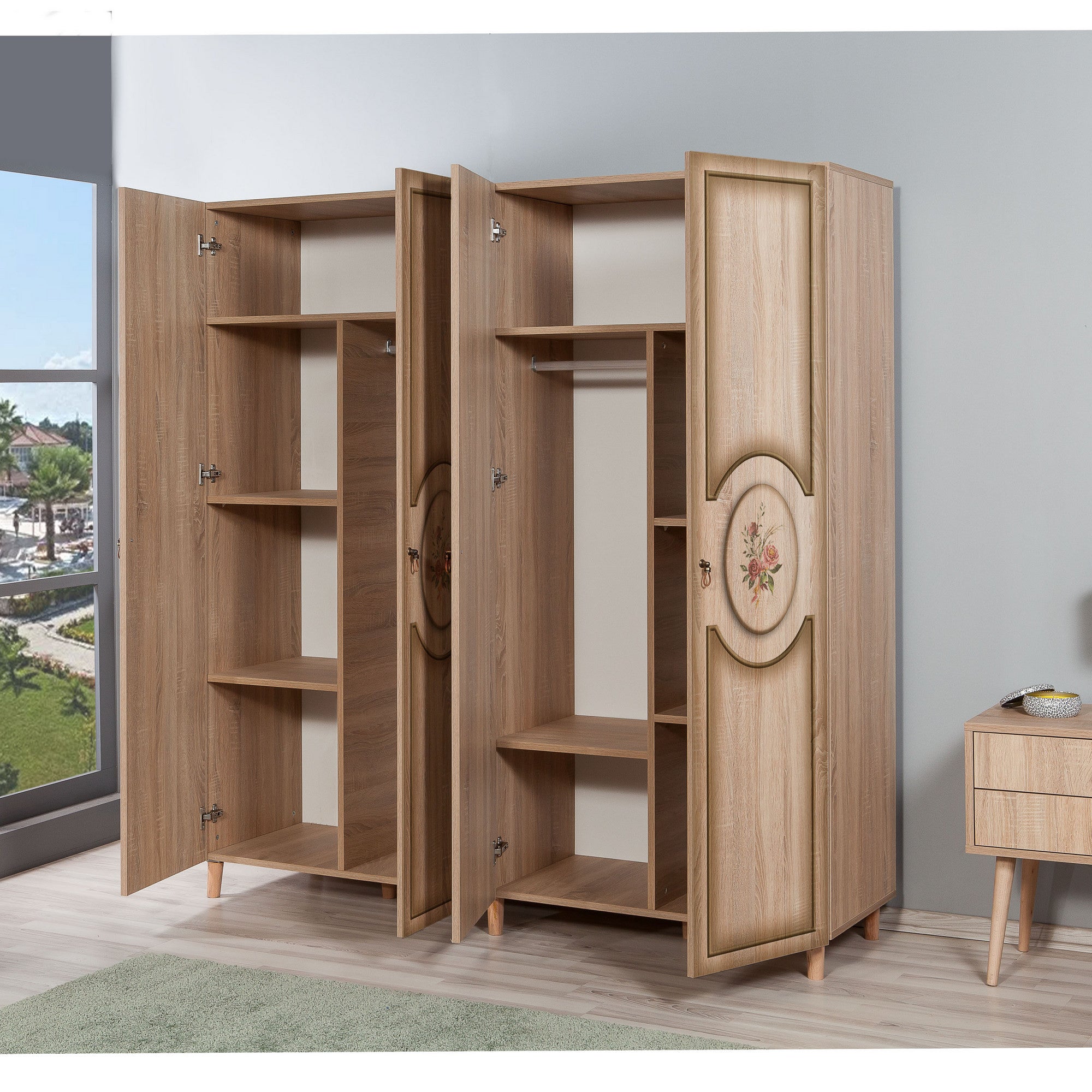 Guarda-roupa em carvalho Sonoma – 180 cm x 192 cm x 52 cm – Carvalho – Painel de partículas revestido em melamina