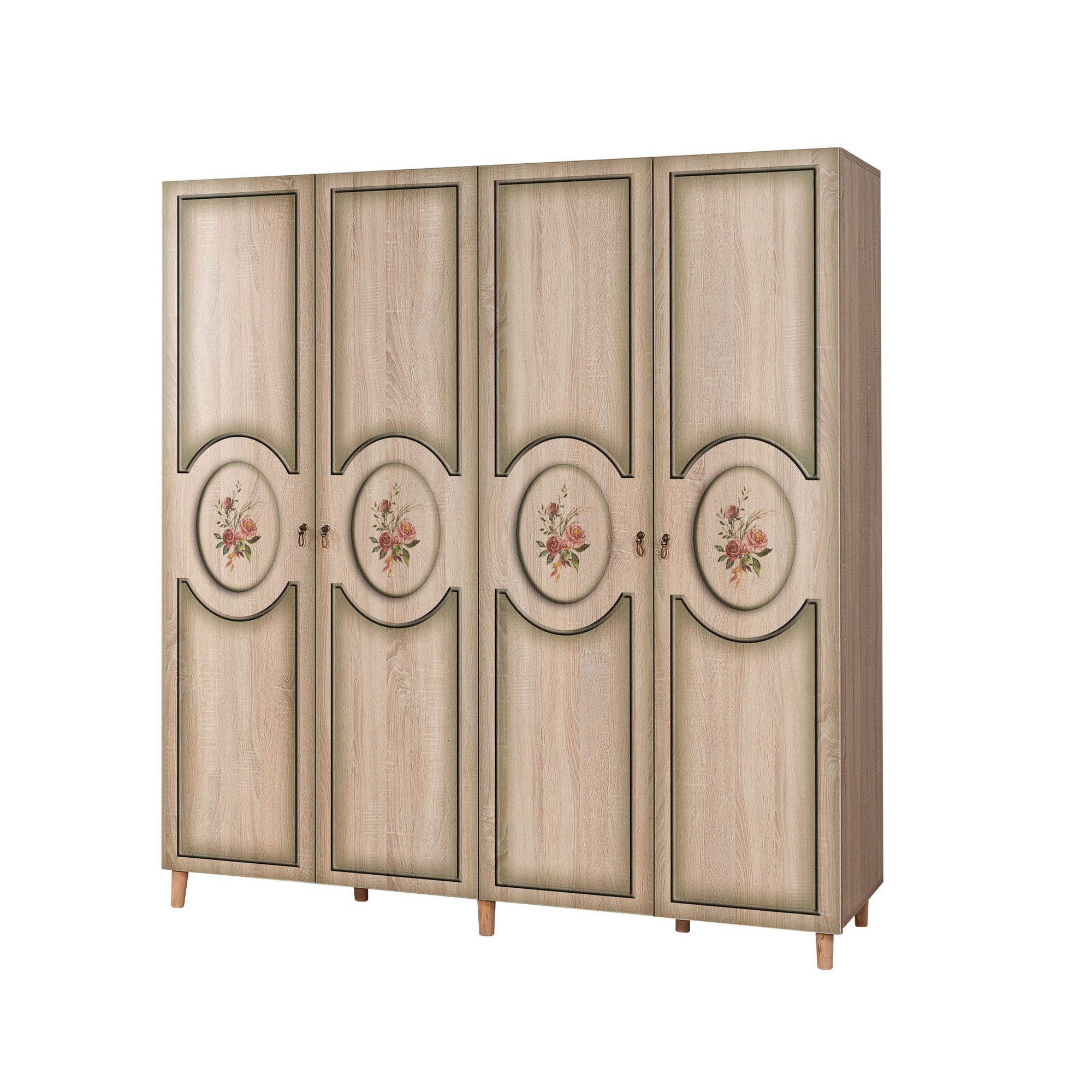 Guarda-roupa em partículas revestido a melamina – 180 cm x 192 cm x 52 cm – Carvalho Sonoma