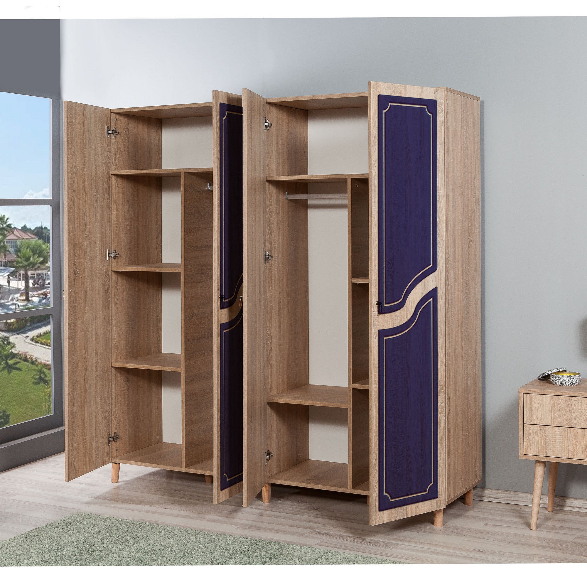 Guarda-roupa moderno – 180 x 192 x 52 cm – Carvalho Sonoma – Melamina