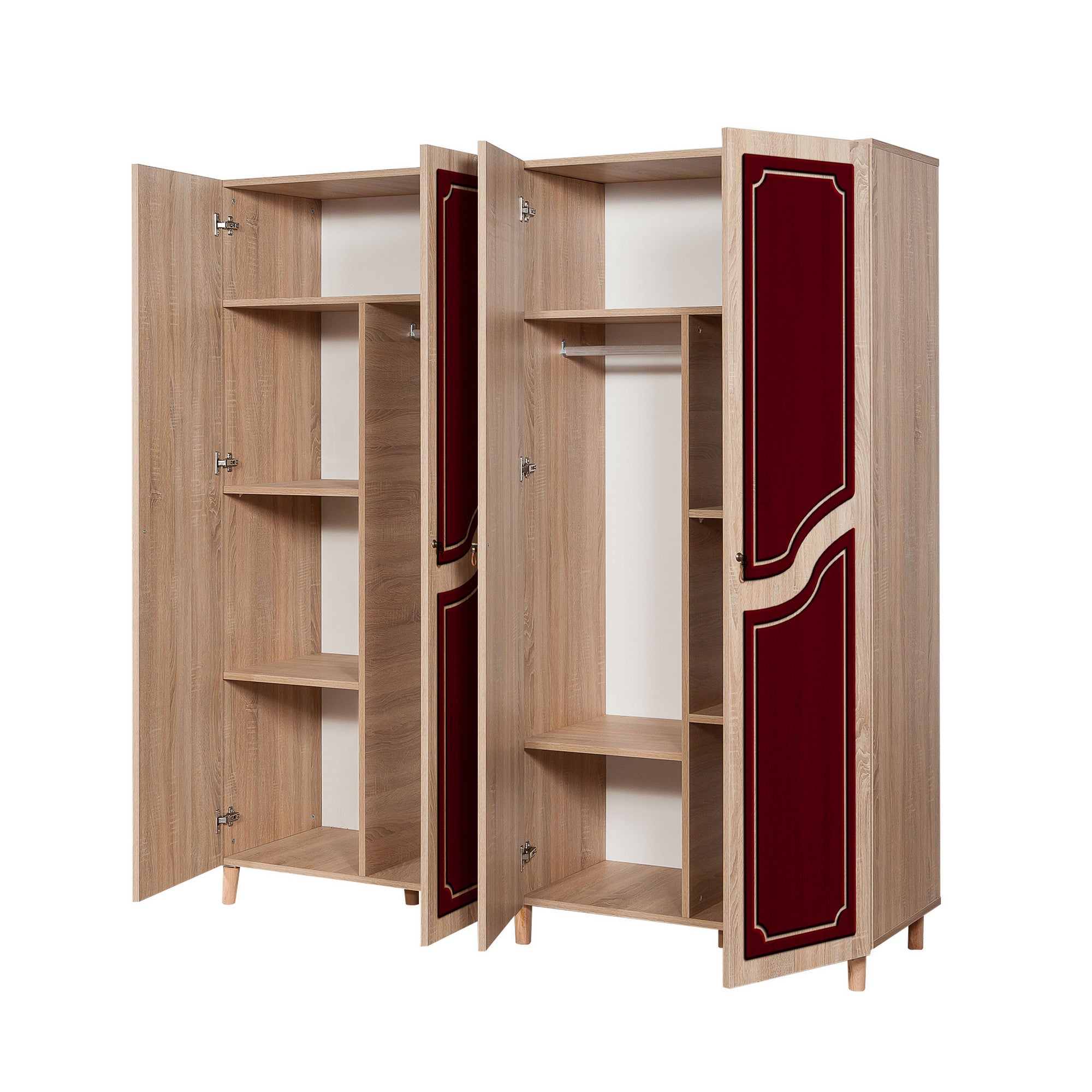 Guarda-roupa moderno – 180 x 192 x 52 cm – Carvalho Sonoma – Painel de partículas revestido a melamina