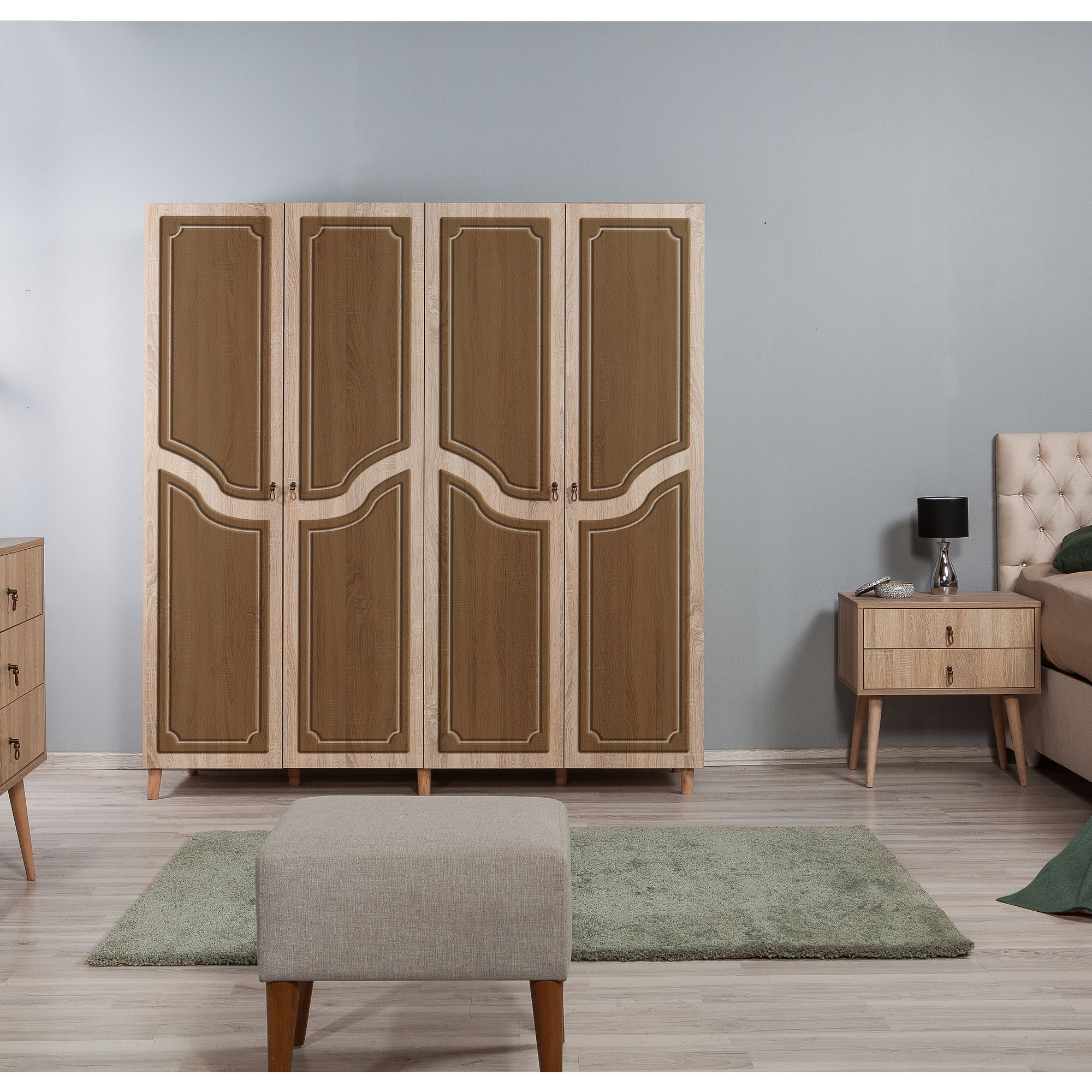 Guarda-roupa moderno – 180 x 192 x 52 cm – Carvalho Sonoma – Melamina
