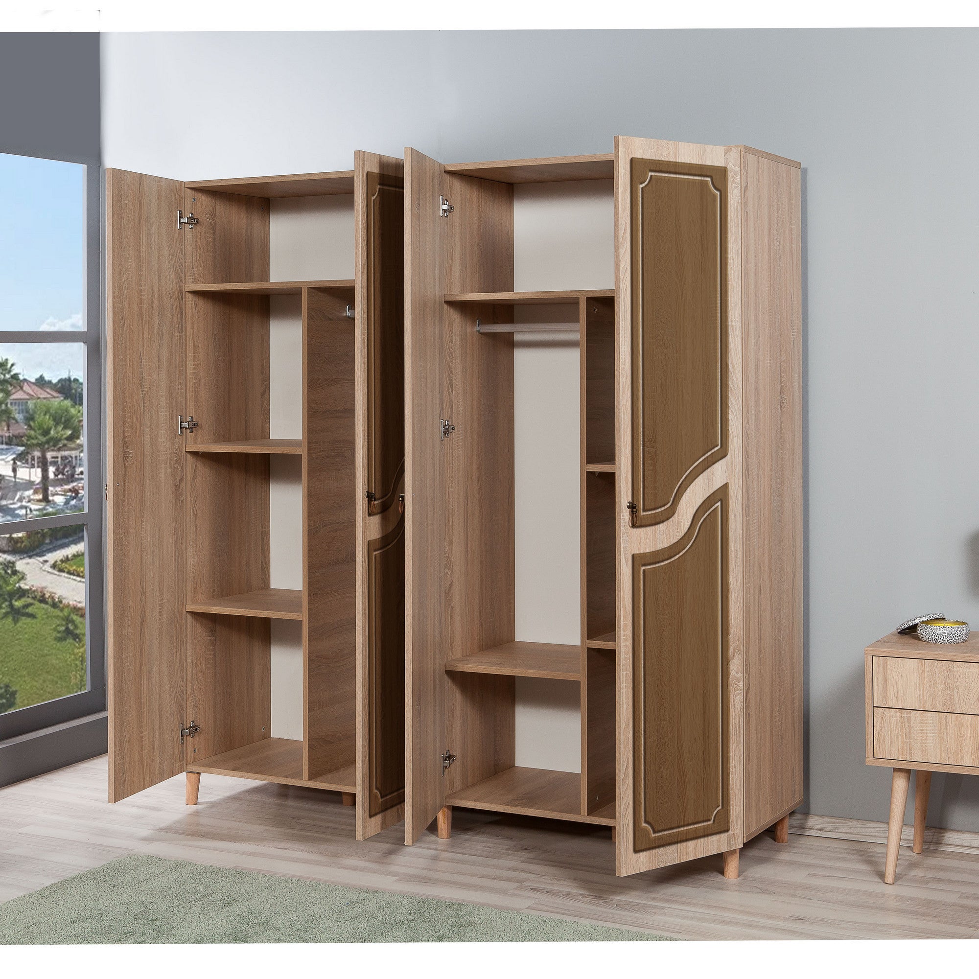Guarda-roupa moderno – 180 x 192 x 52 cm – Carvalho Sonoma – Melamina