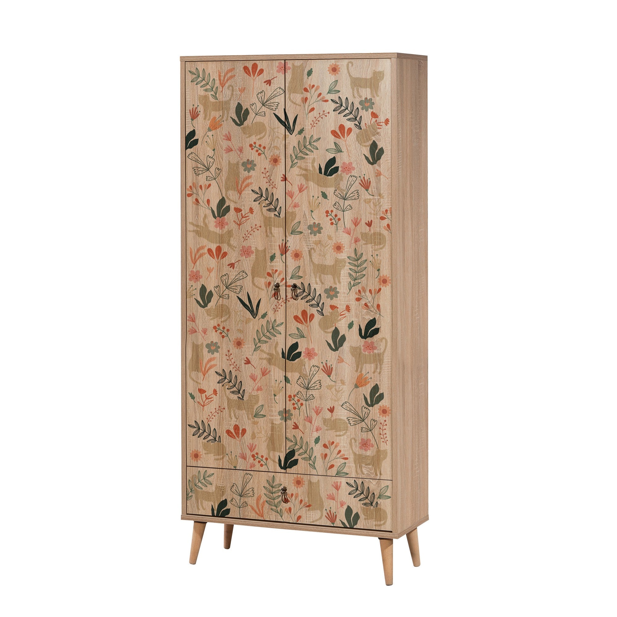 Guarda-roupa com pernas de madeira – 80 cm x 190 cm x 45 cm – revestido em melamina