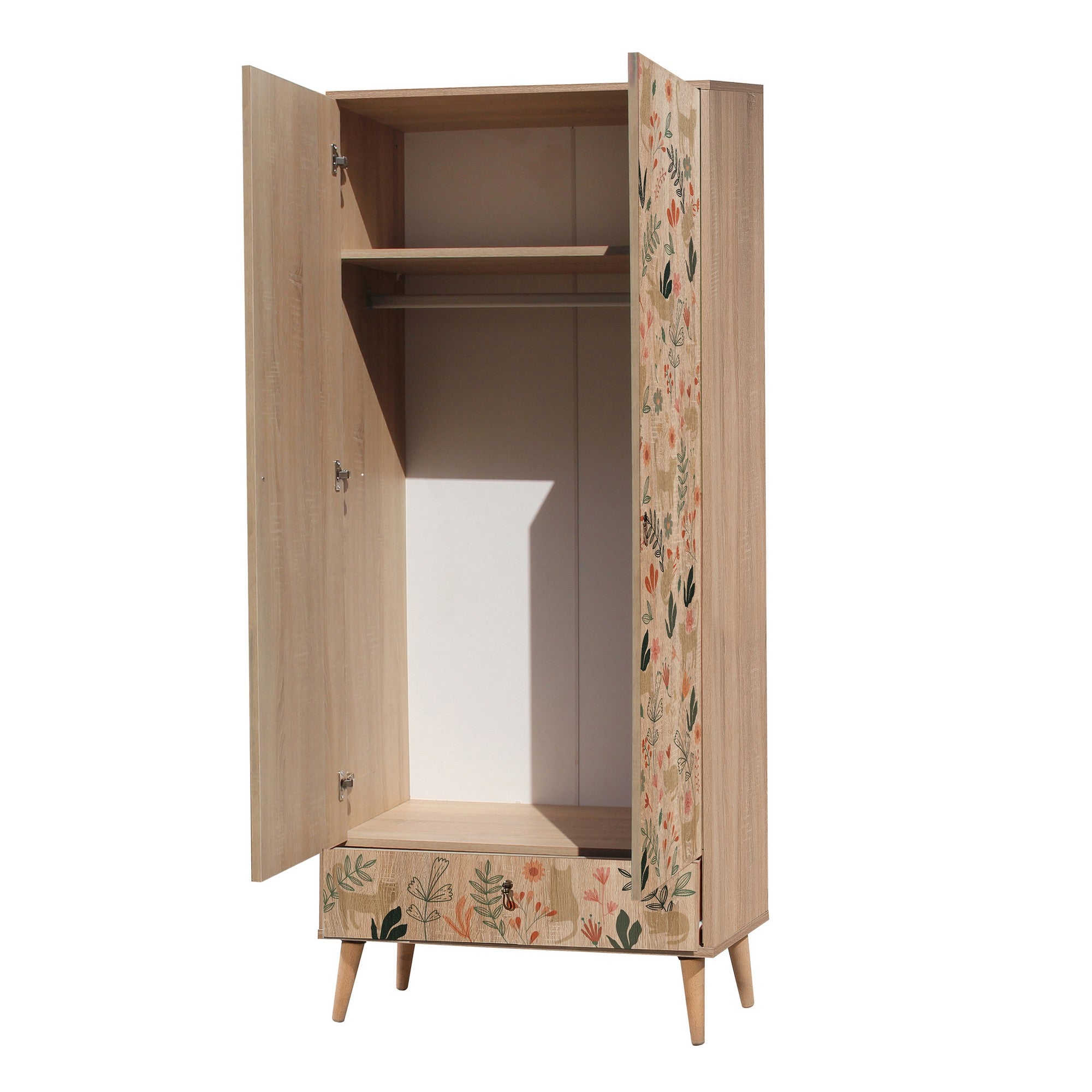 Guarda-roupa com pernas de madeira – 80 cm x 190 cm x 45 cm – revestido em melamina