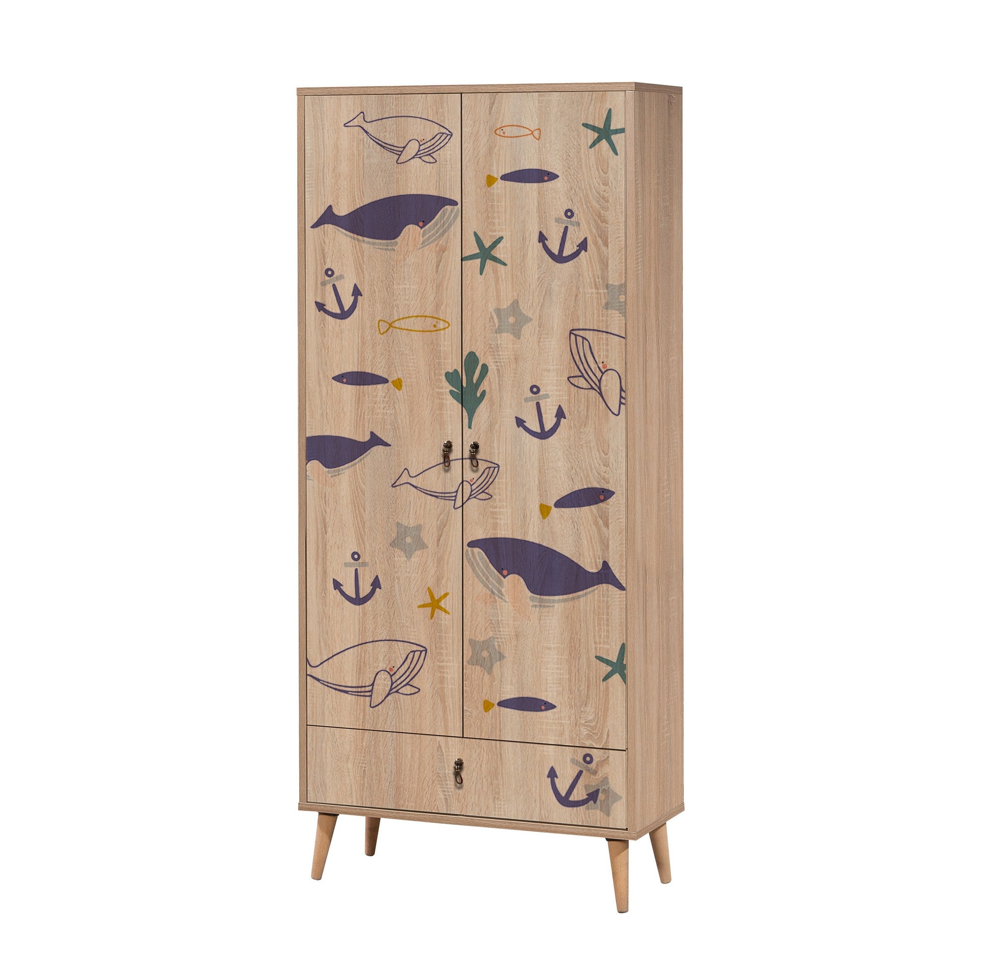 Guarda-roupa elegante – 80 cm x 190 cm x 45 cm – Madeira – Painel de partículas revestido em melamina