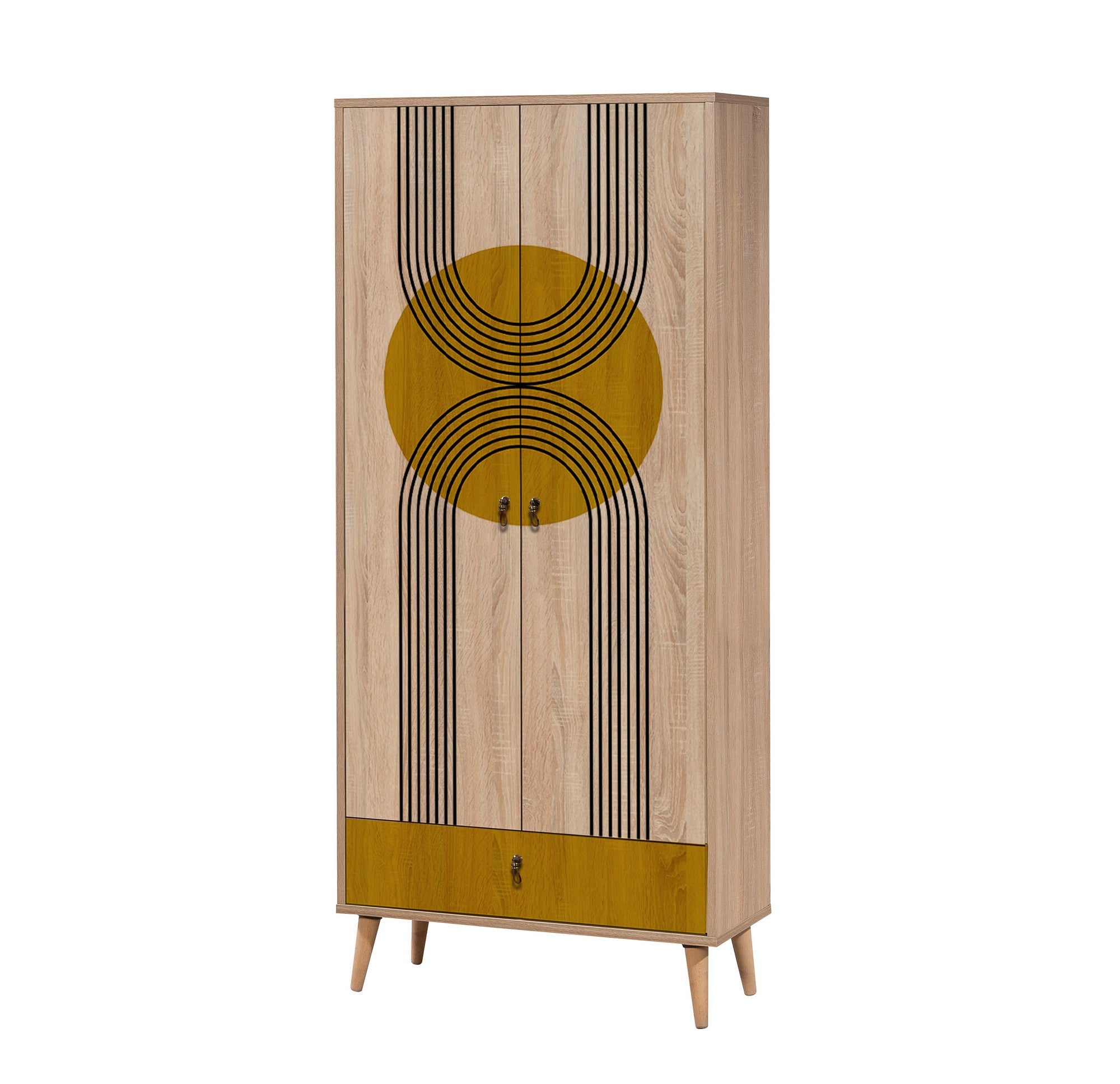 Guarda-roupa moderno com pernas de madeira – 80 cm x 190 cm x 45 cm – material de partículas revestido de melamina