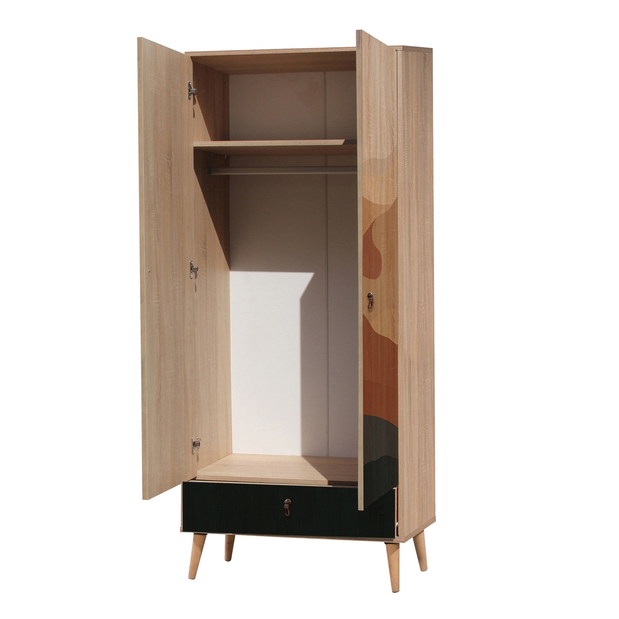 Guarda-roupa moderno com pernas de madeira – 80 cm x 190 cm x 45 cm – 100% melamina