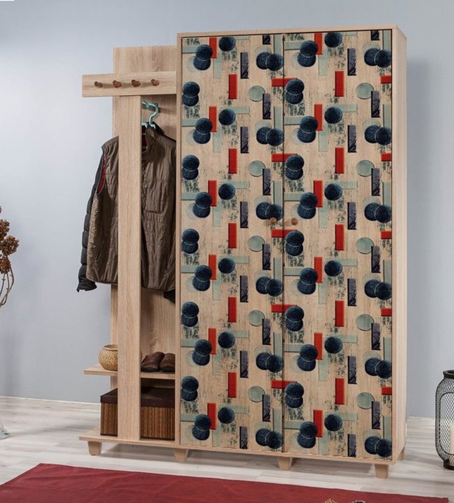 Cabideiro Moderno – 135 x 192 x 36 cm – Carvalho Sonoma – Melamina 100%