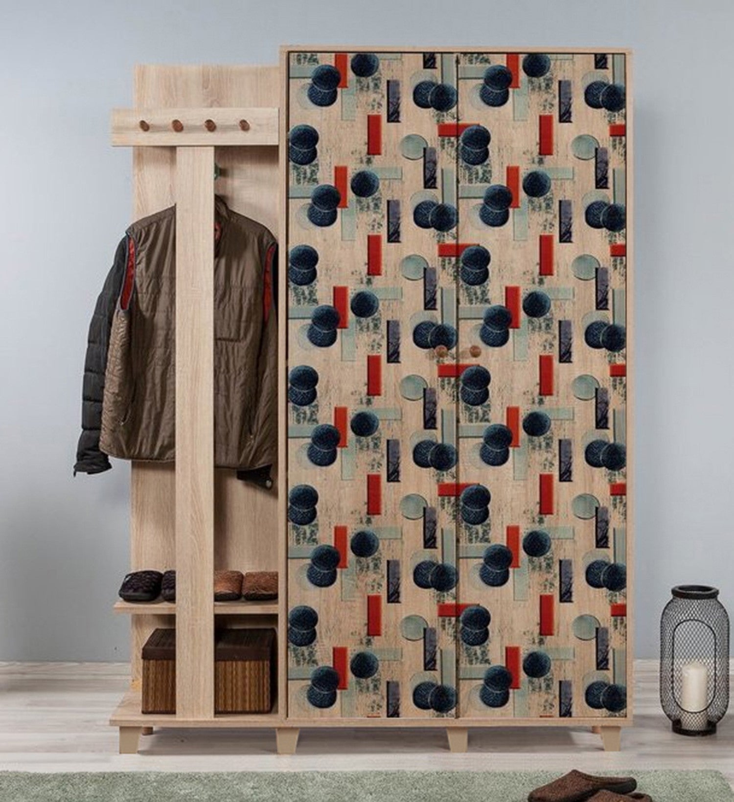 Cabideiro Moderno – 135 x 192 x 36 cm – Carvalho Sonoma – Melamina 100%