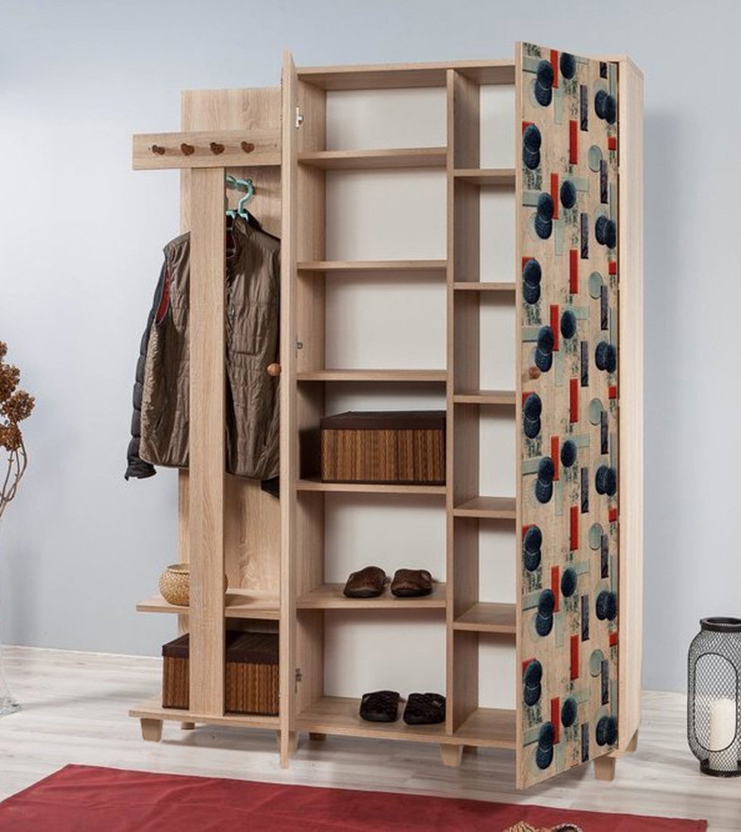 Cabideiro Moderno – 135 x 192 x 36 cm – Carvalho Sonoma – Melamina 100%