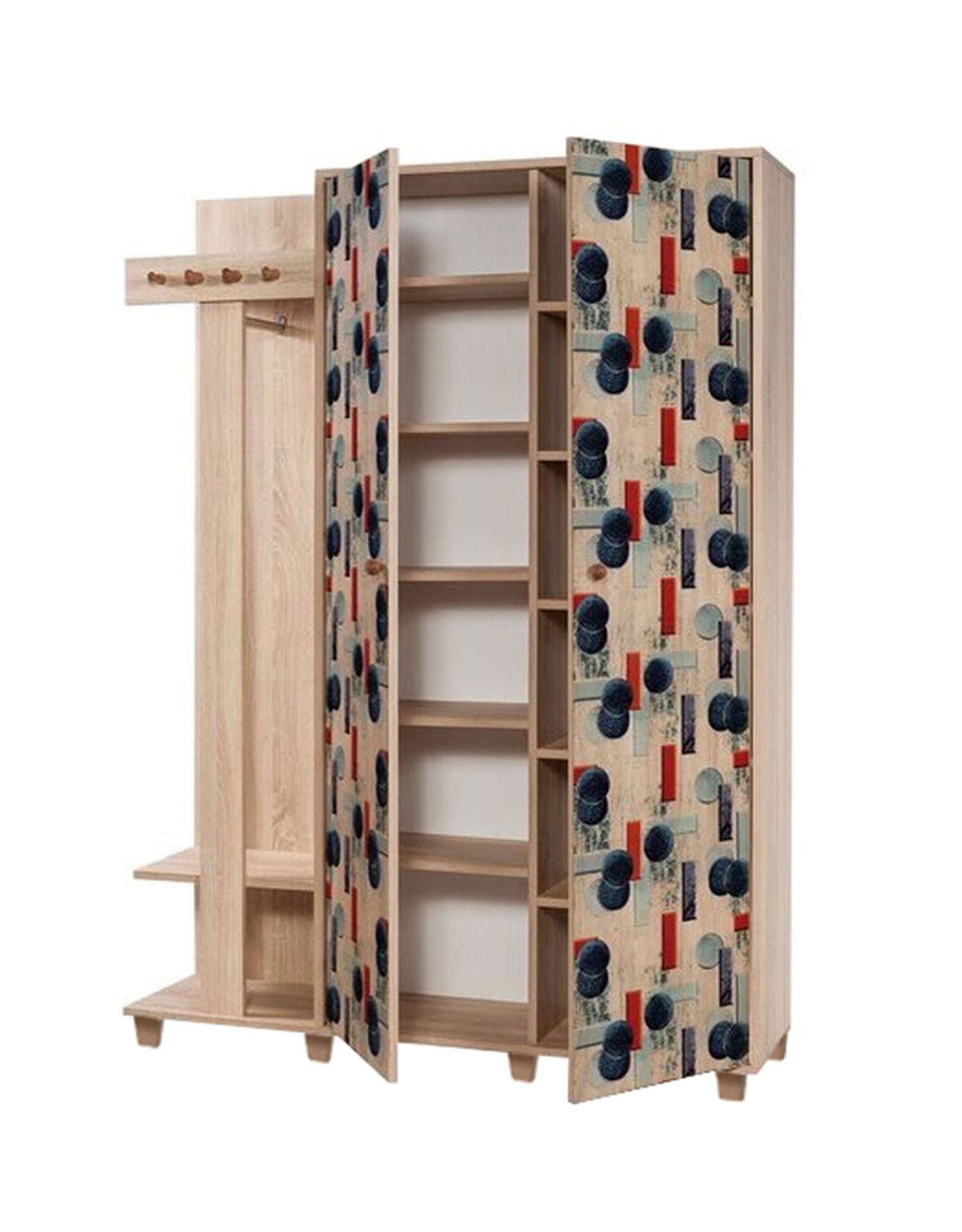 Cabideiro Moderno – 135 x 192 x 36 cm – Carvalho Sonoma – Melamina 100%