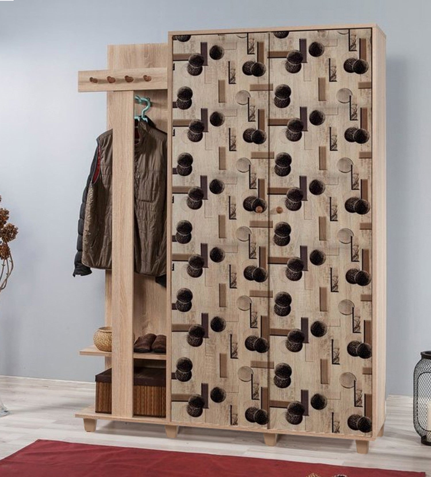 Cabideiro Moderno – 135 x 192 x 36 cm – Carvalho Sonoma – 100% Melamina