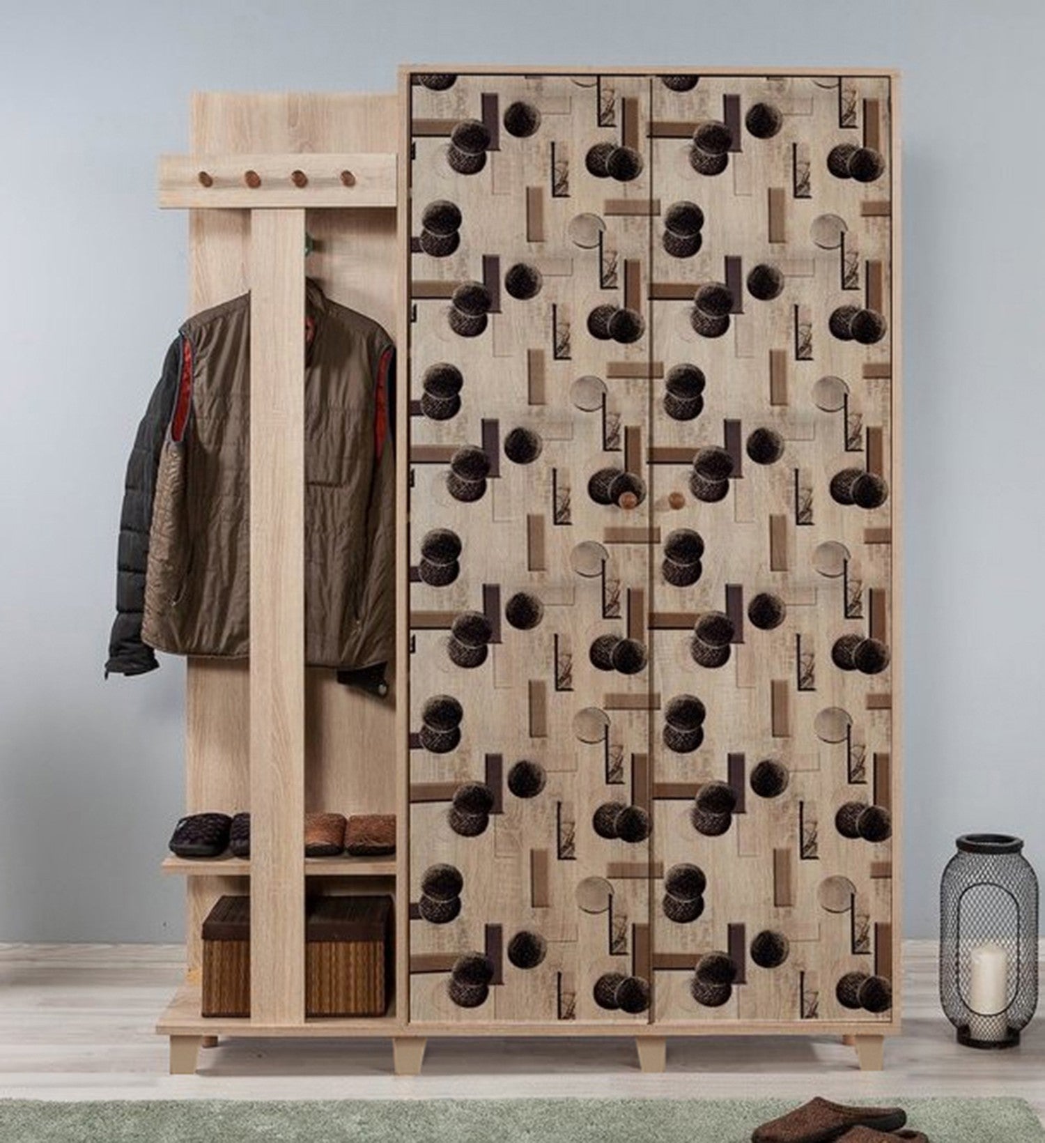 Cabideiro Moderno – 135 x 192 x 36 cm – Carvalho Sonoma – 100% Melamina