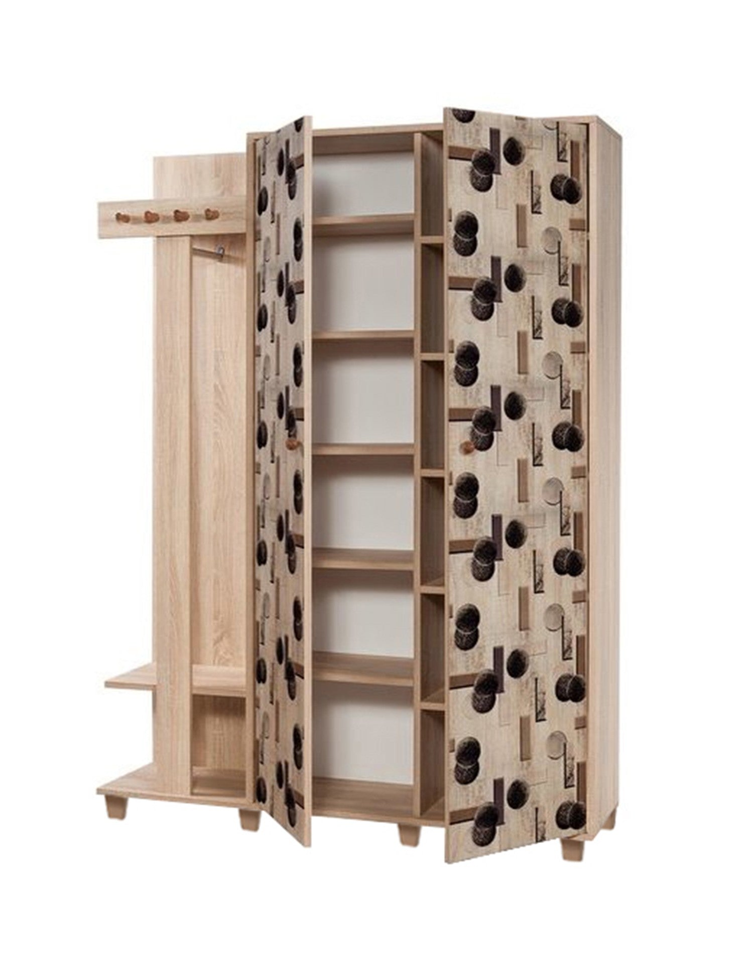 Cabideiro Moderno – 135 x 192 x 36 cm – Carvalho Sonoma – 100% Melamina