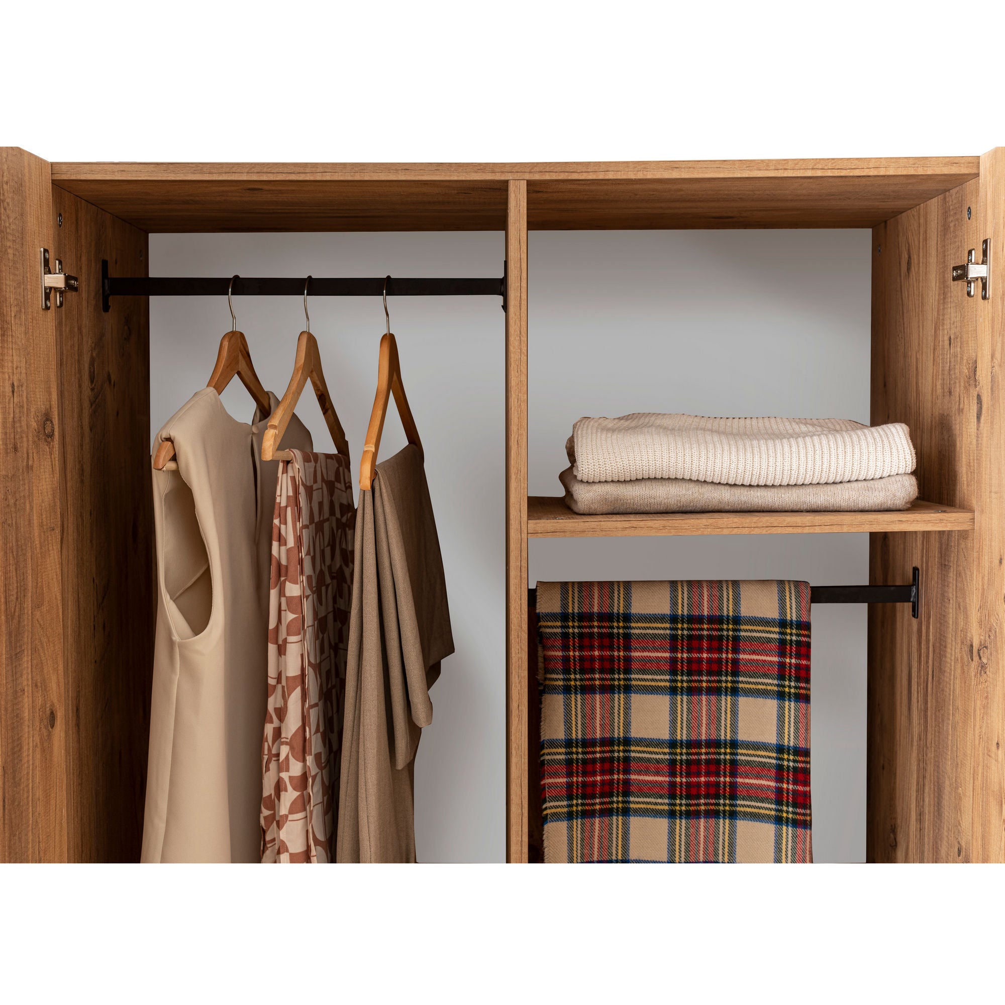 Guarda-roupa moderno – 104 cm L x 225 cm A x 52 cm P – Pinho Atlântico – Melamina